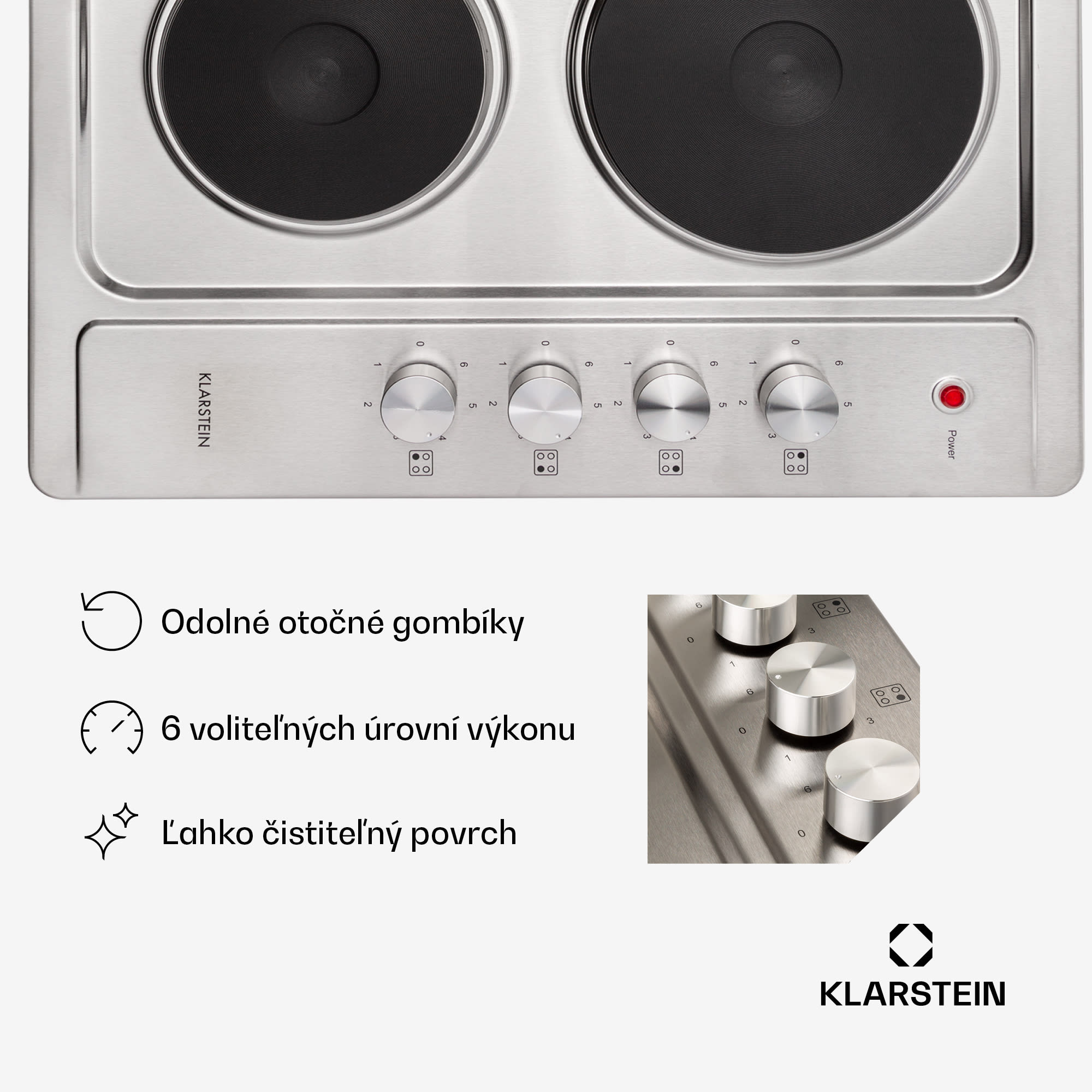 Klarstein Appetito 4 elektrická varná doska 4 platne 6 stupňov 5500 watt nehrdzavejúca oceľ – Obrázok 3