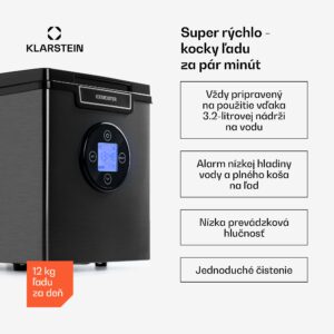 Klarstein Icemeister 2G, výrobník ľadu, 12 kg/24 h, LCD displej, nehrdzavejúca oceľ