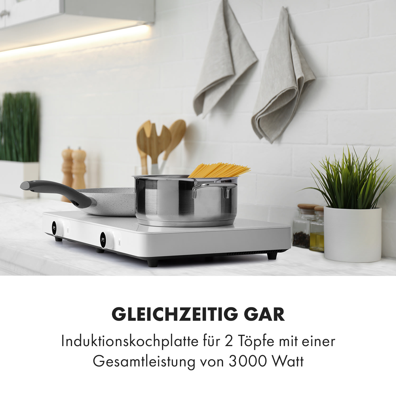 Klarstein FutureChef, dvojitá indukčná varná doska, 3000 W, 2 varné plochy