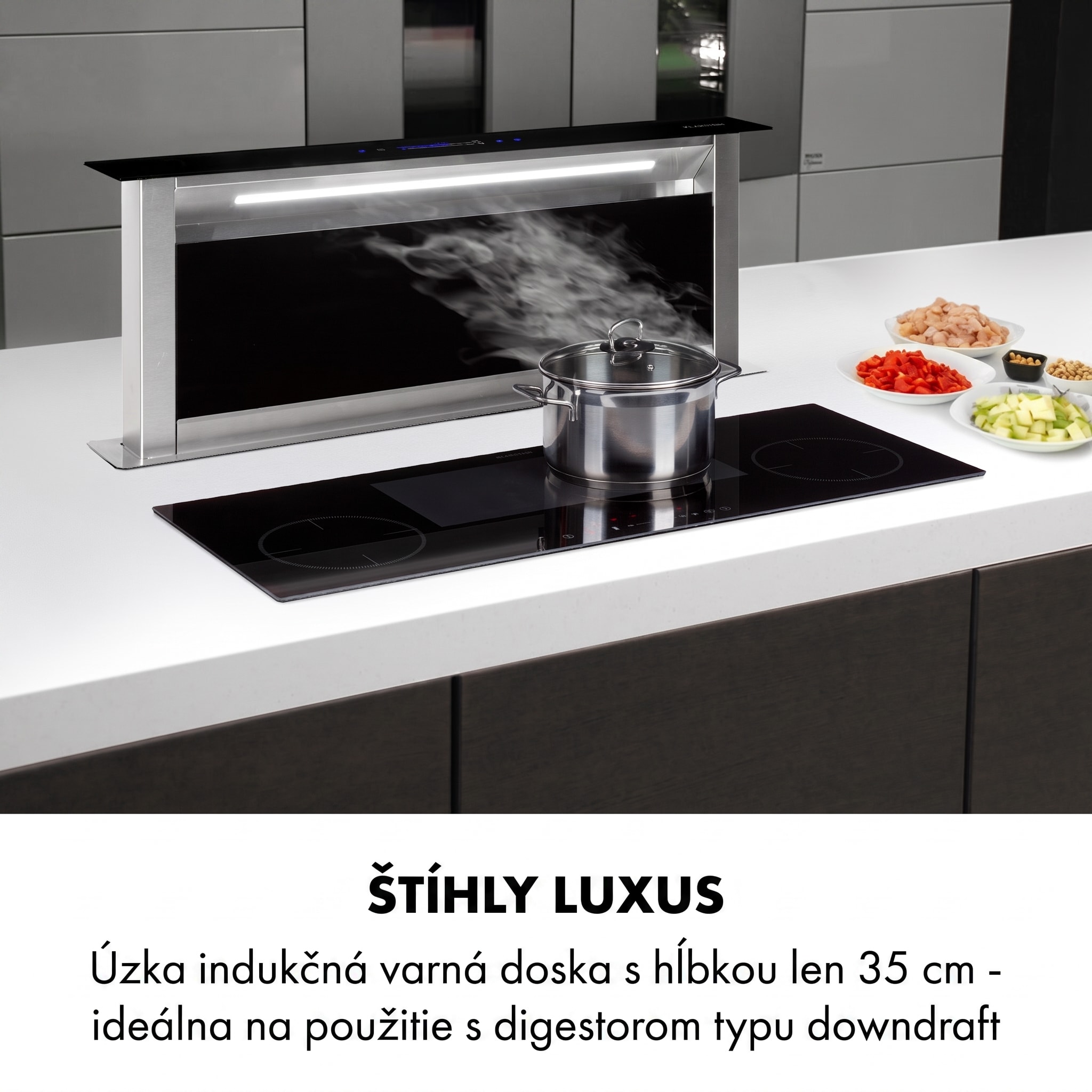 Klarstein Delicatessa 90 Slim, vstavaná indukčná varná doska, 7000 W, 4 zóny, samostatná