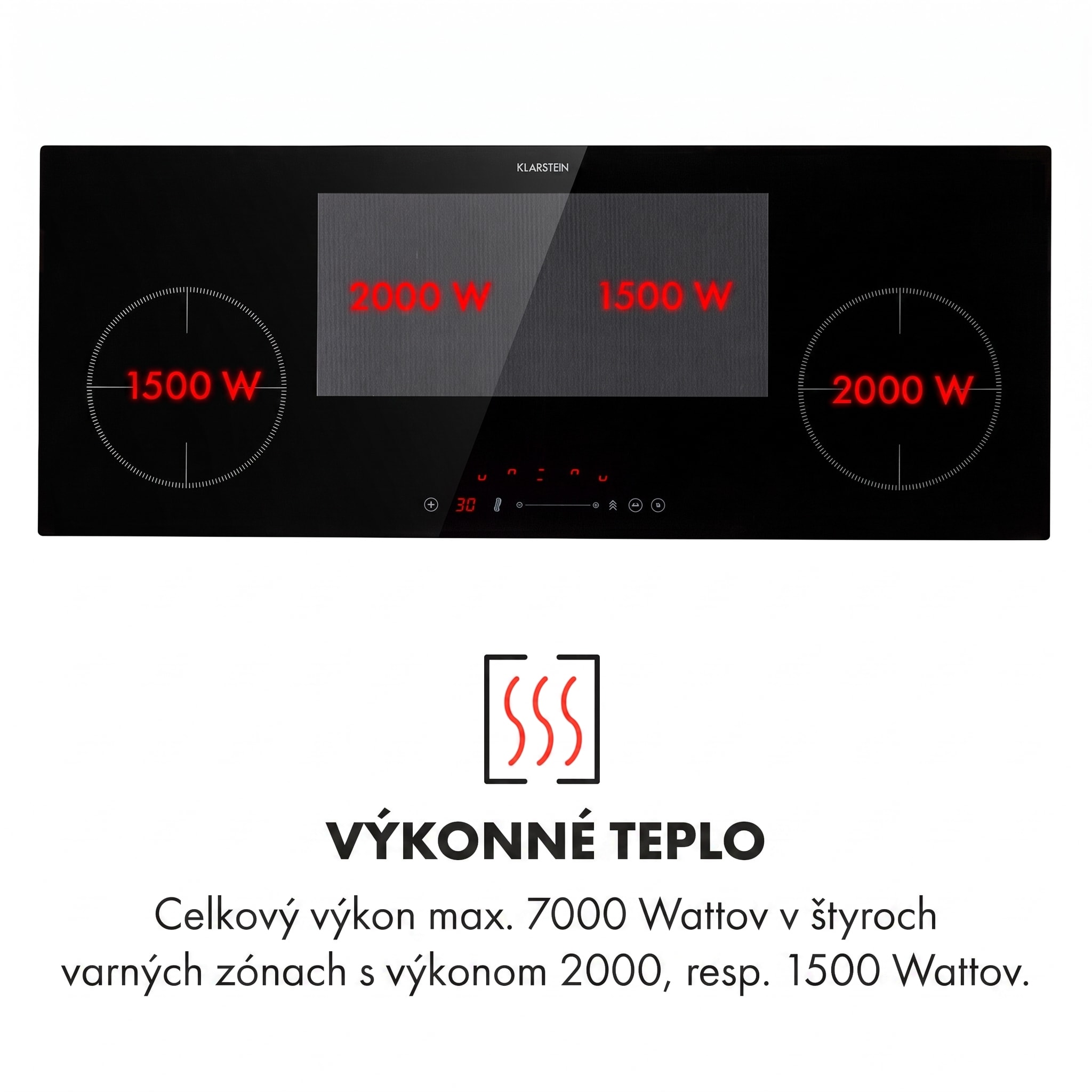 Klarstein Delicatessa 90 Slim, vstavaná indukčná varná doska, 7000 W, 4 zóny, samostatná – Obrázok 2