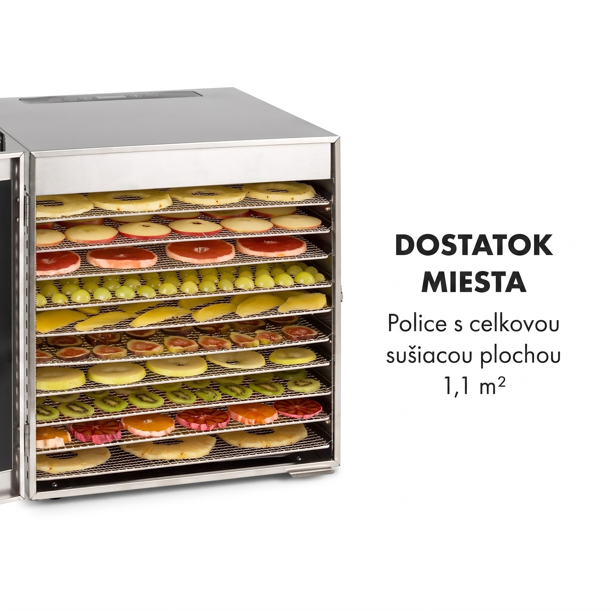 Klarstein Captain Jerky 110, sušička potravín, 1000 W, 30-90 °C, 24-hod. časovač, nehrdzavejúca oceľ – Obrázok 3
