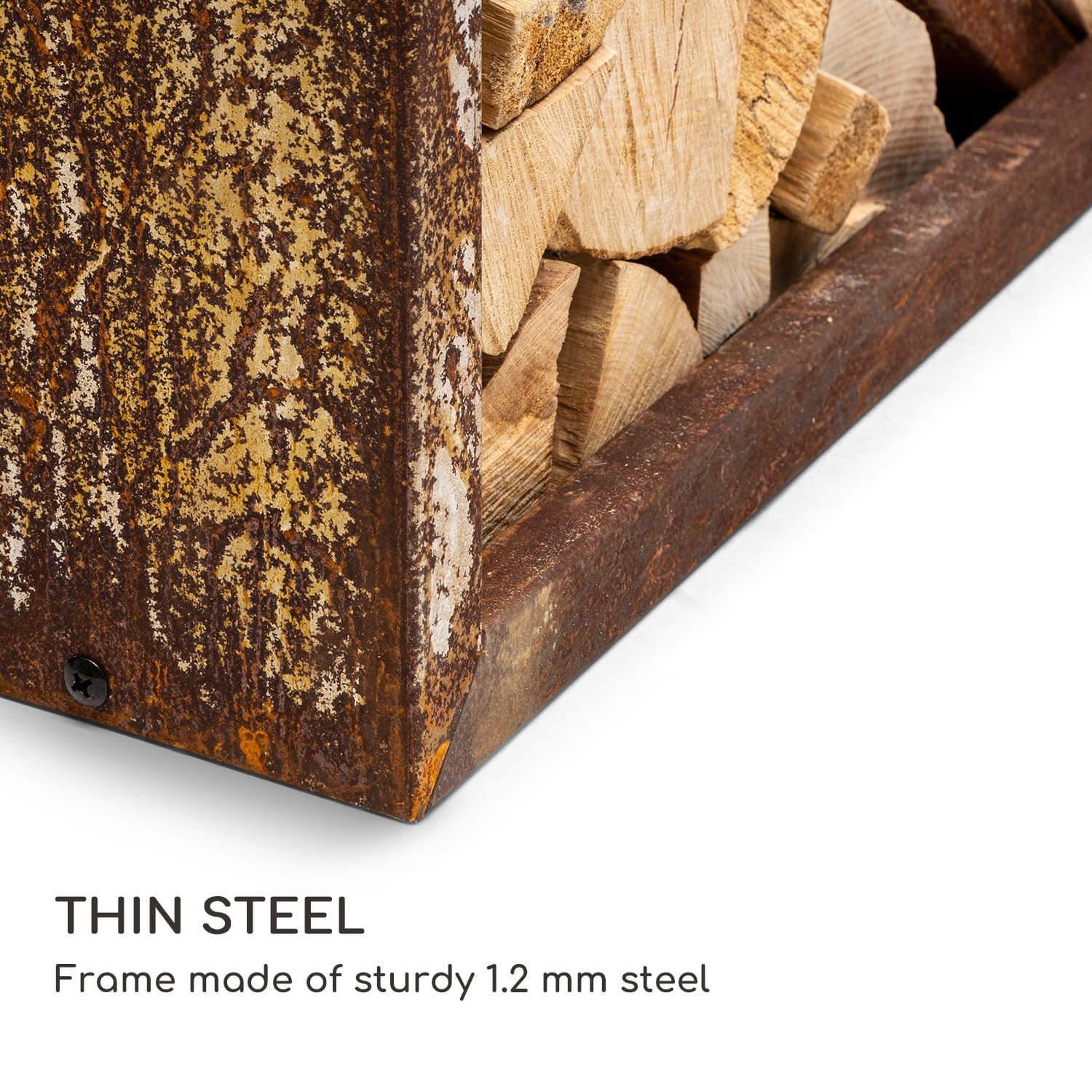 Blumfeldt Kindlewood L Rust, stojan na drevo, lavička, 104 × 40 × 35 cm, bambus, zinok – Obrázok 4