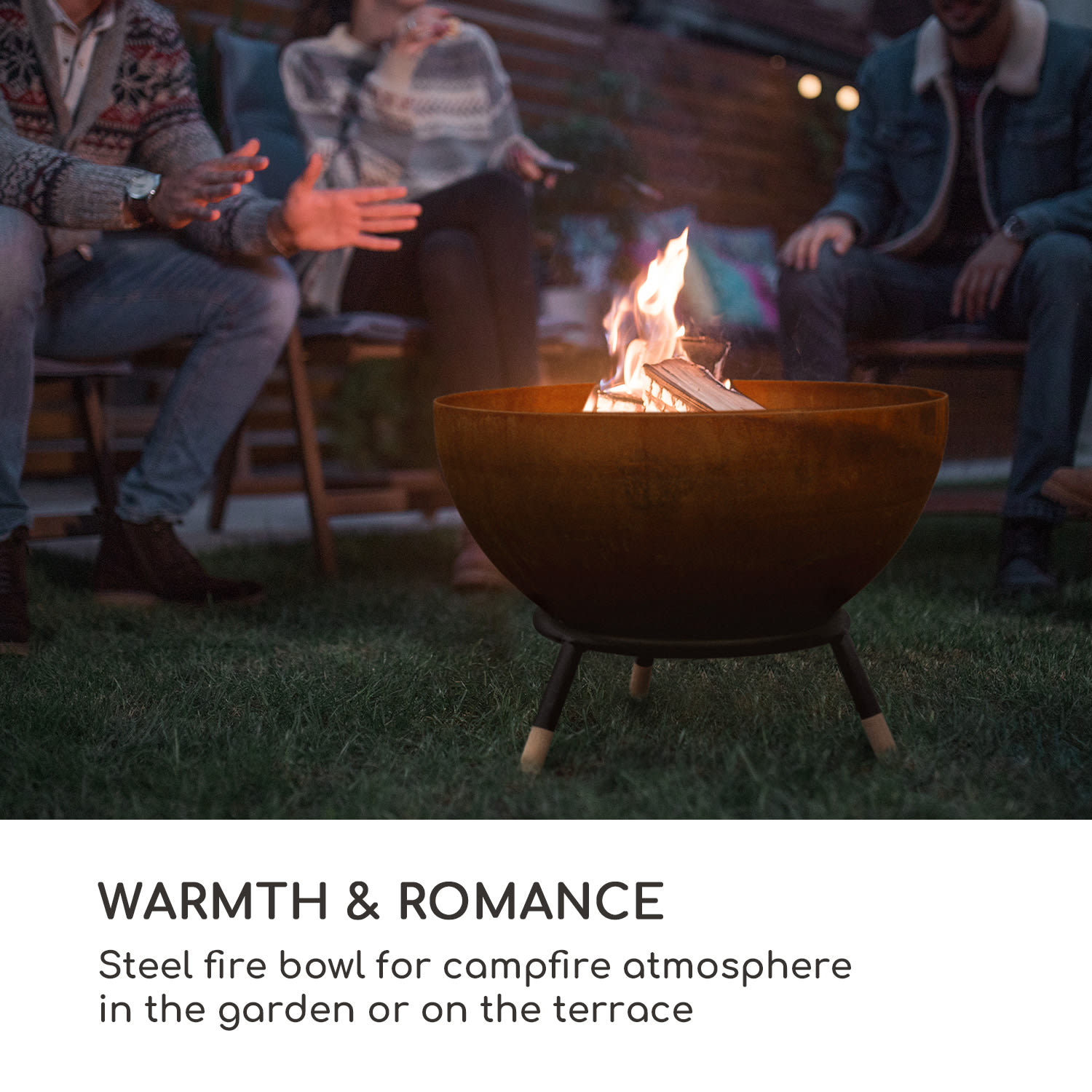 Blumfeldt Fireball Rust, ohnisko, Ø 60 cm, výklopný rošt, hrdzavý vzhľad/drevo