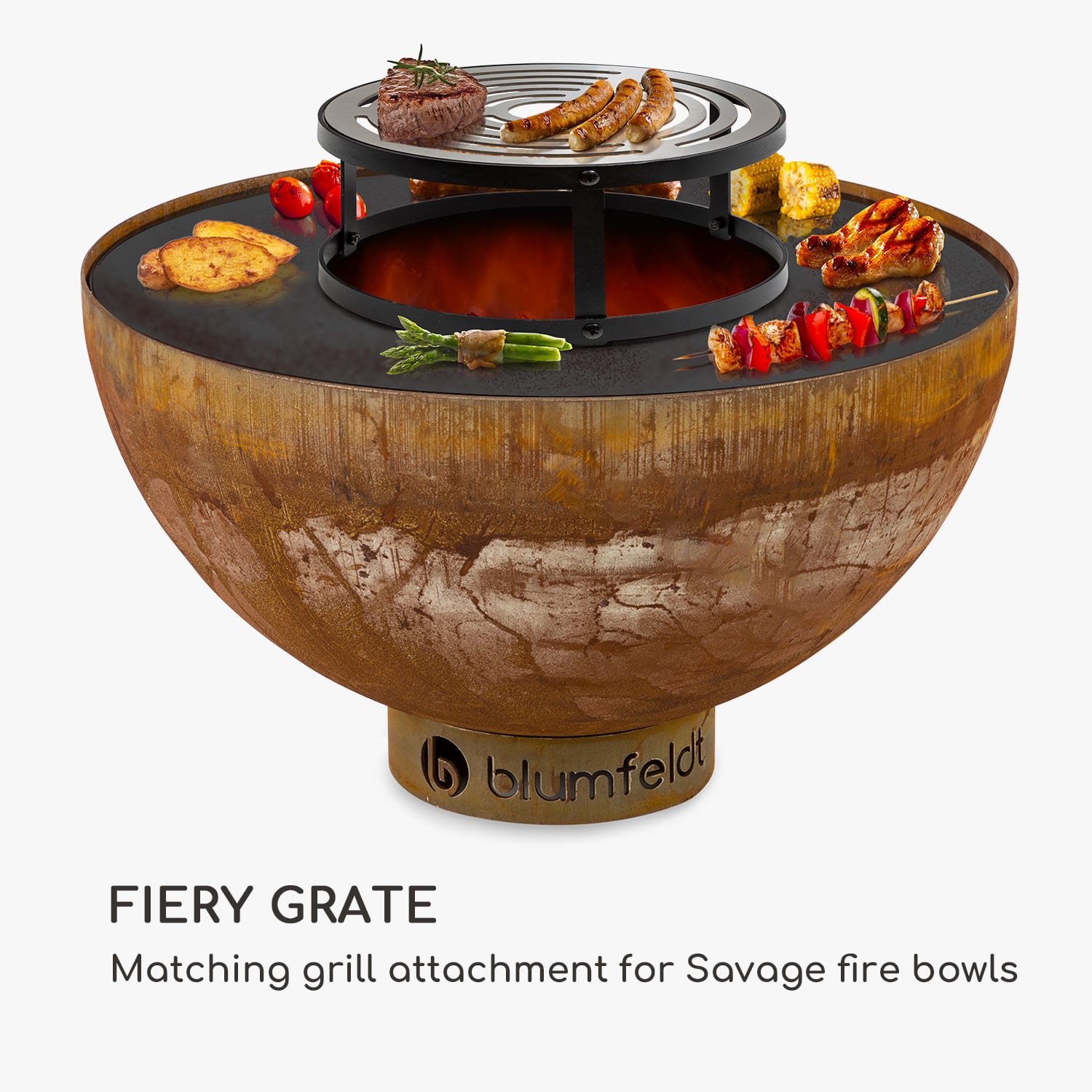 Blumfeldt Firebowl Savage, gril, nadstavec na grilovanie, Ø 30 cm, uhlíková oceľ