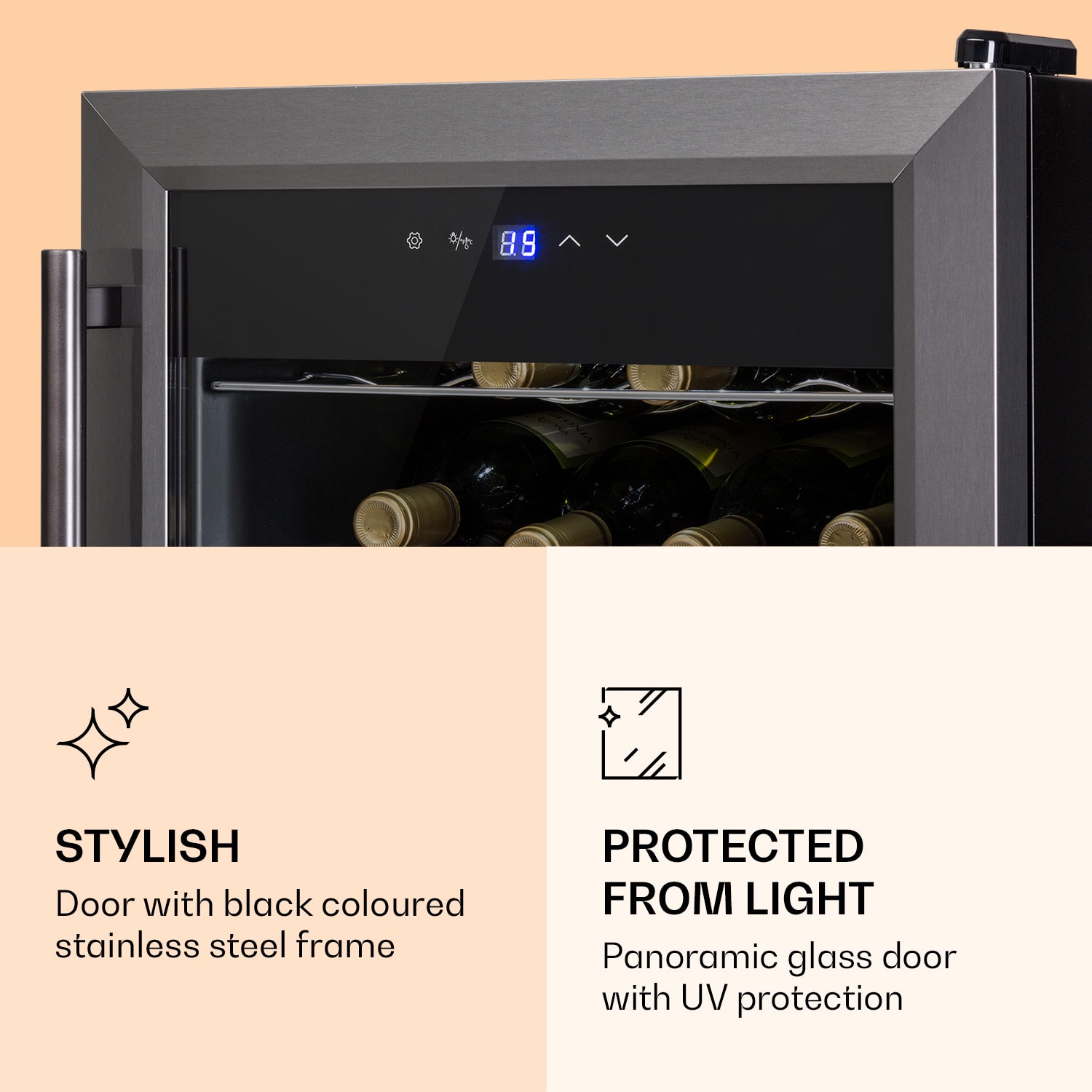Klarstein Ultimo 20 Uno, vinotéka, 53 l, 131 W, 5–18°C, dotykový ovládací panel – Obrázok 3