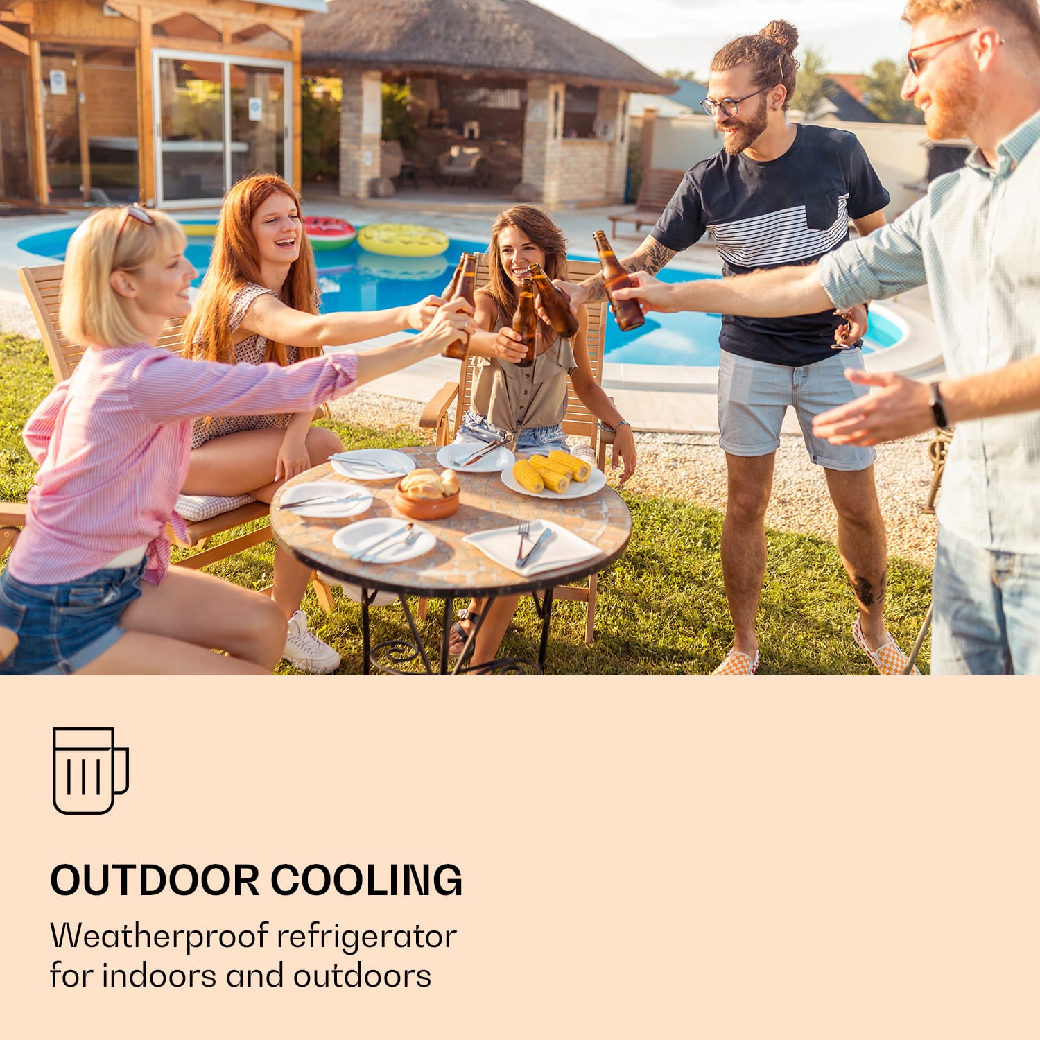 Klarstein OpenAir, outdoorová chladnička, 90 litrov, 1-10 °C, odolná proti poveternostným vplyvom, vhodná na zabudovanie