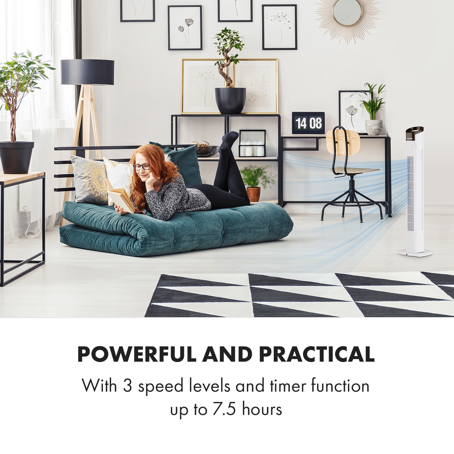 Klarstein Mana Peak, stĺpový ventilátor, 3 úrovne, 3 režimy, 50 W – Obrázok 3