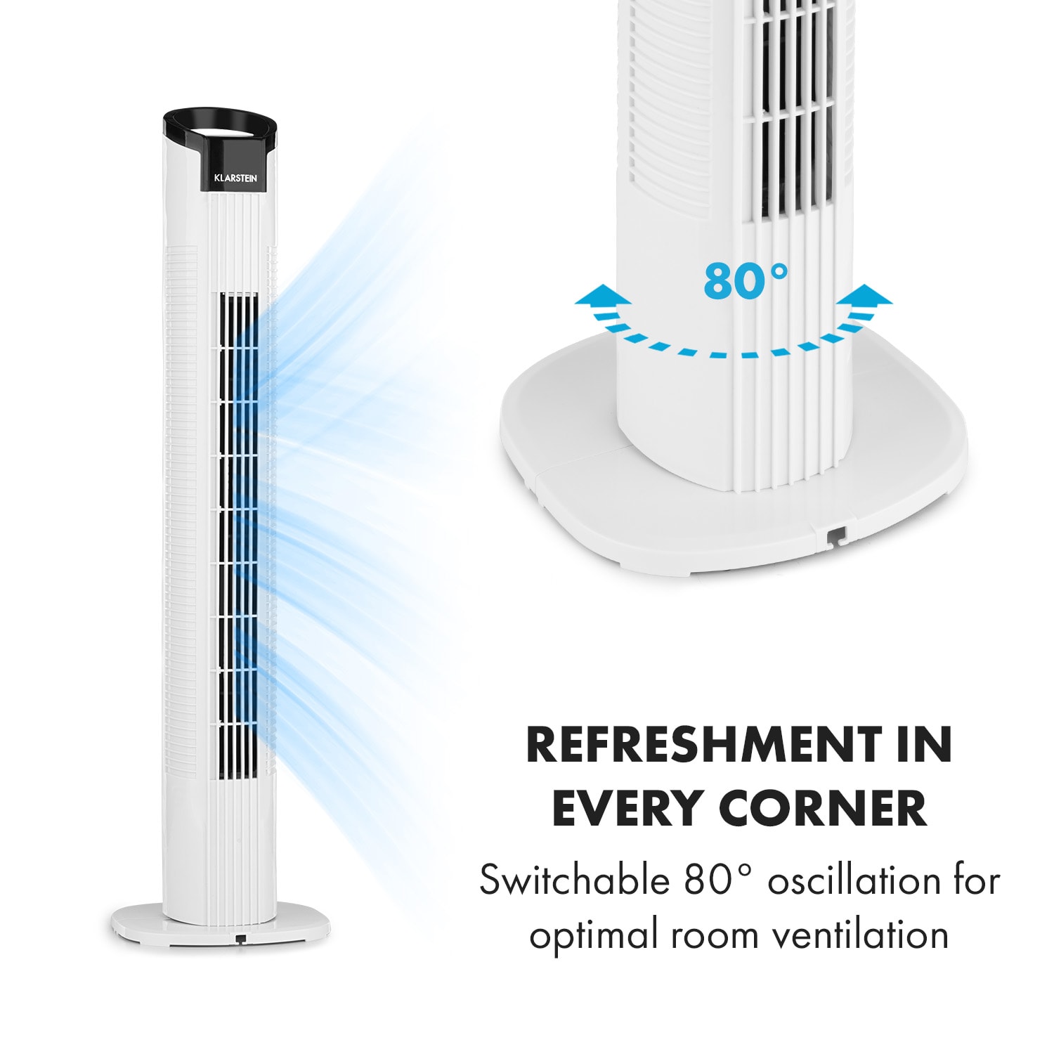 Klarstein Mana Peak, stĺpový ventilátor, 3 úrovne, 3 režimy, 50 W – Obrázok 4