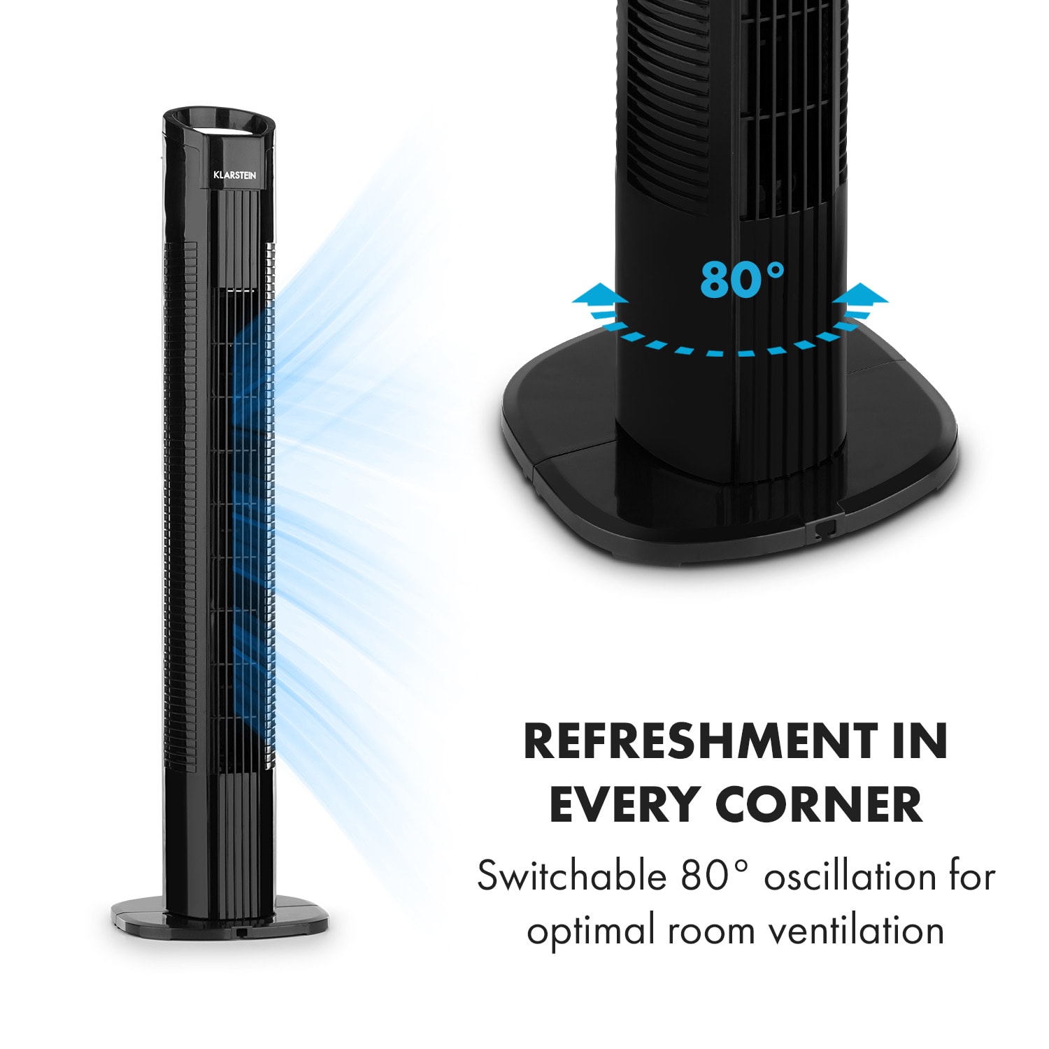 Klarstein Mana Peak, stĺpový ventilátor, 3 úrovne, 3 režimy, 50 W – Obrázok 4