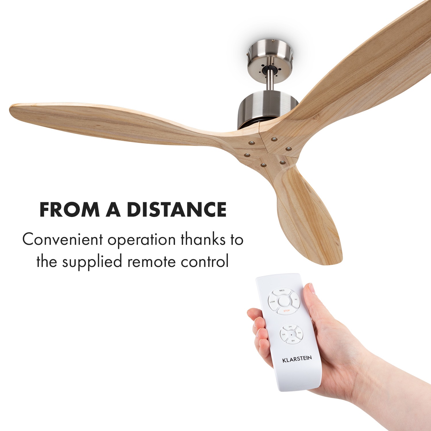 Klarstein Santa Elena stropný ventilátor 52" 9 060 m³/h 3 lopatky z pravého dreva – Obrázok 2