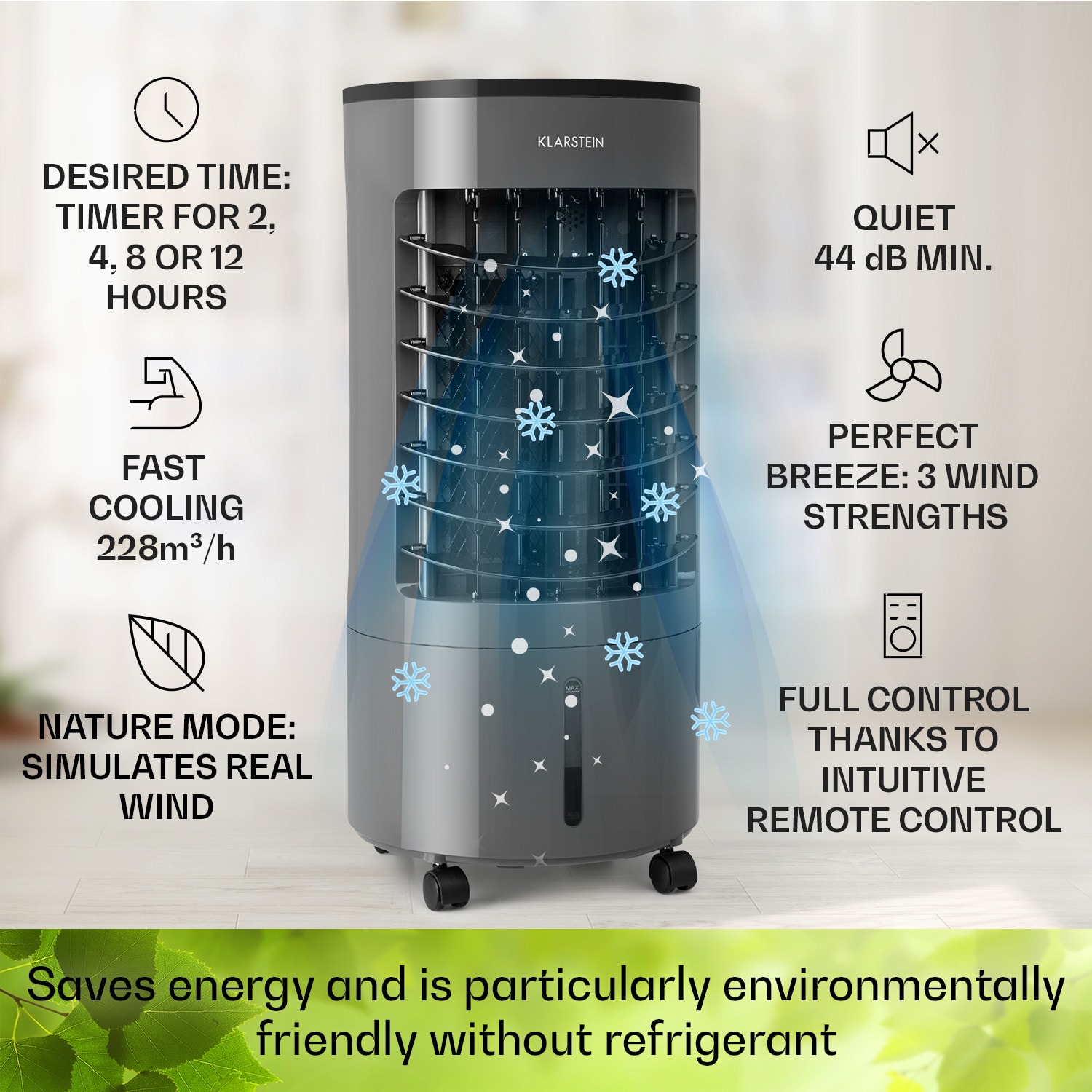 Klarstein Skypillar, 3 v 1 ochladzovač vzduchu, ventilátor, zvlhčovač vzduchu, 5 l, diaľkový ovládač