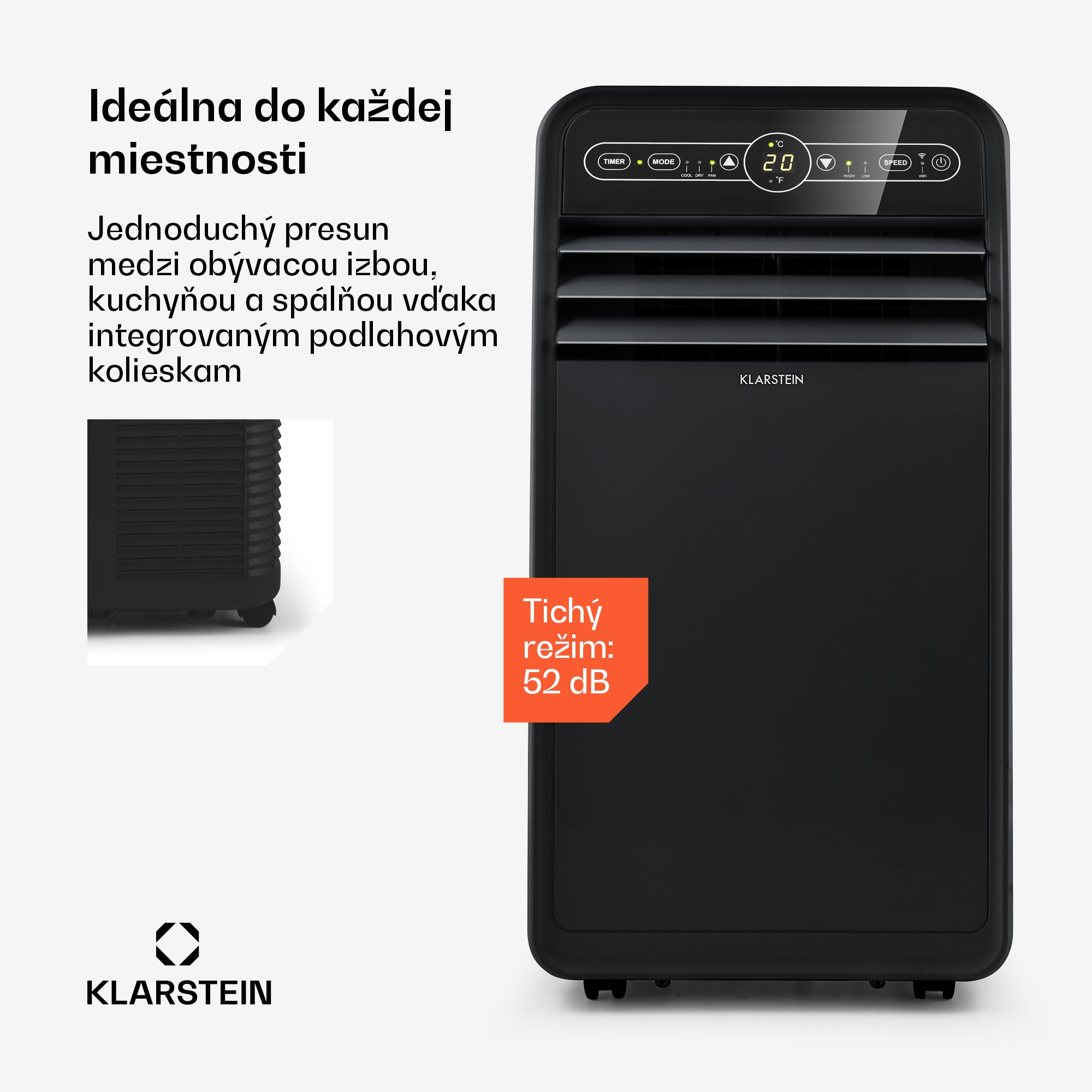 Klarstein Metrobreeze New York Smart 7k, mobilná klimatizácia, 7000 BTU/2,1 kW, A, diaľkový ovládač – Obrázok 3