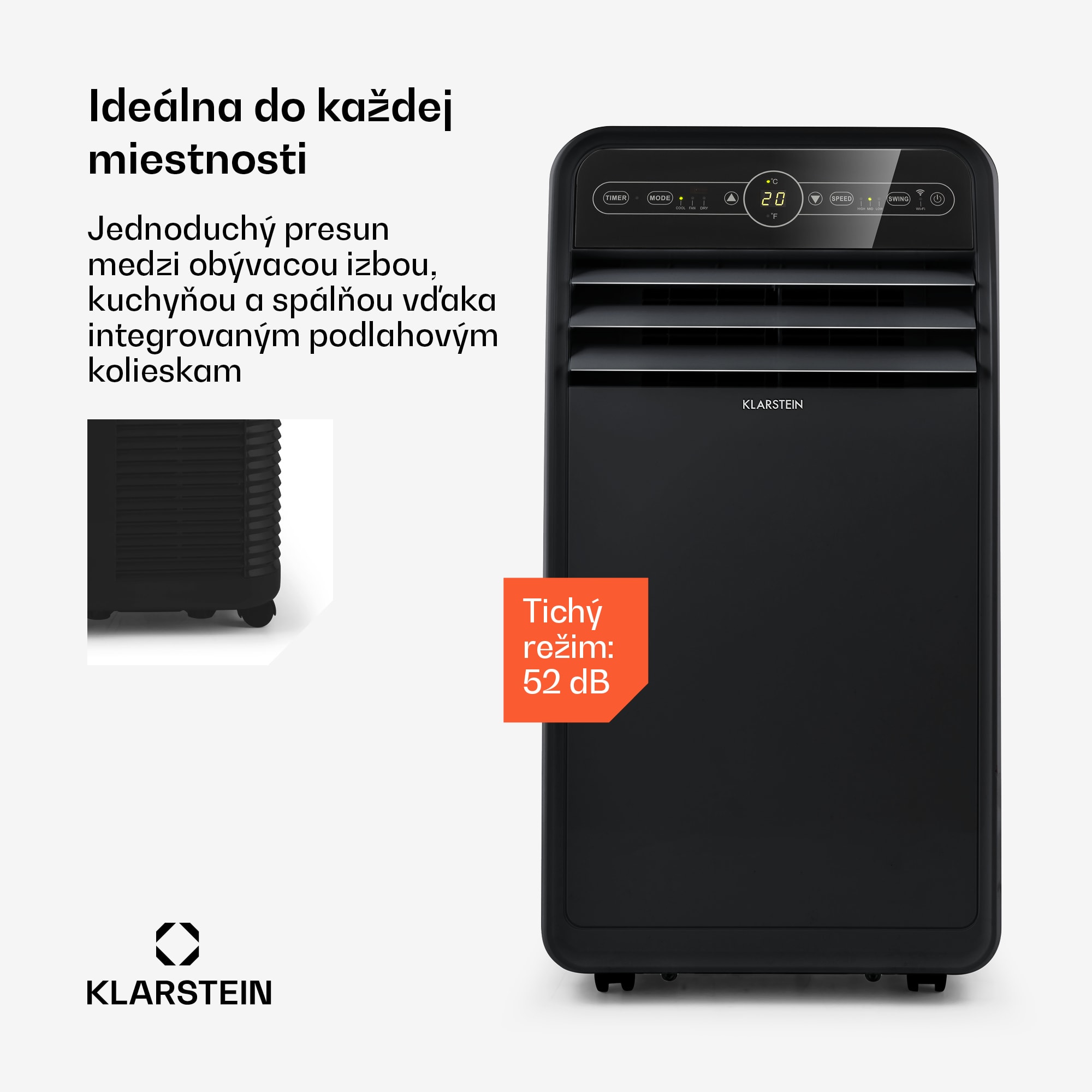 Klarstein Metrobreeze New York Smart 12k, mobilná klimatizácia, 12 000 BTU/3,5 kW, A, diaľkový ovládač – Obrázok 3