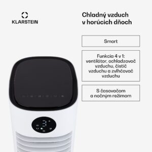 Klarstein Skytower Grand Smart, ochladzovač vzduchu, 80 W, 460 m³/h, 8 l, mobilný
