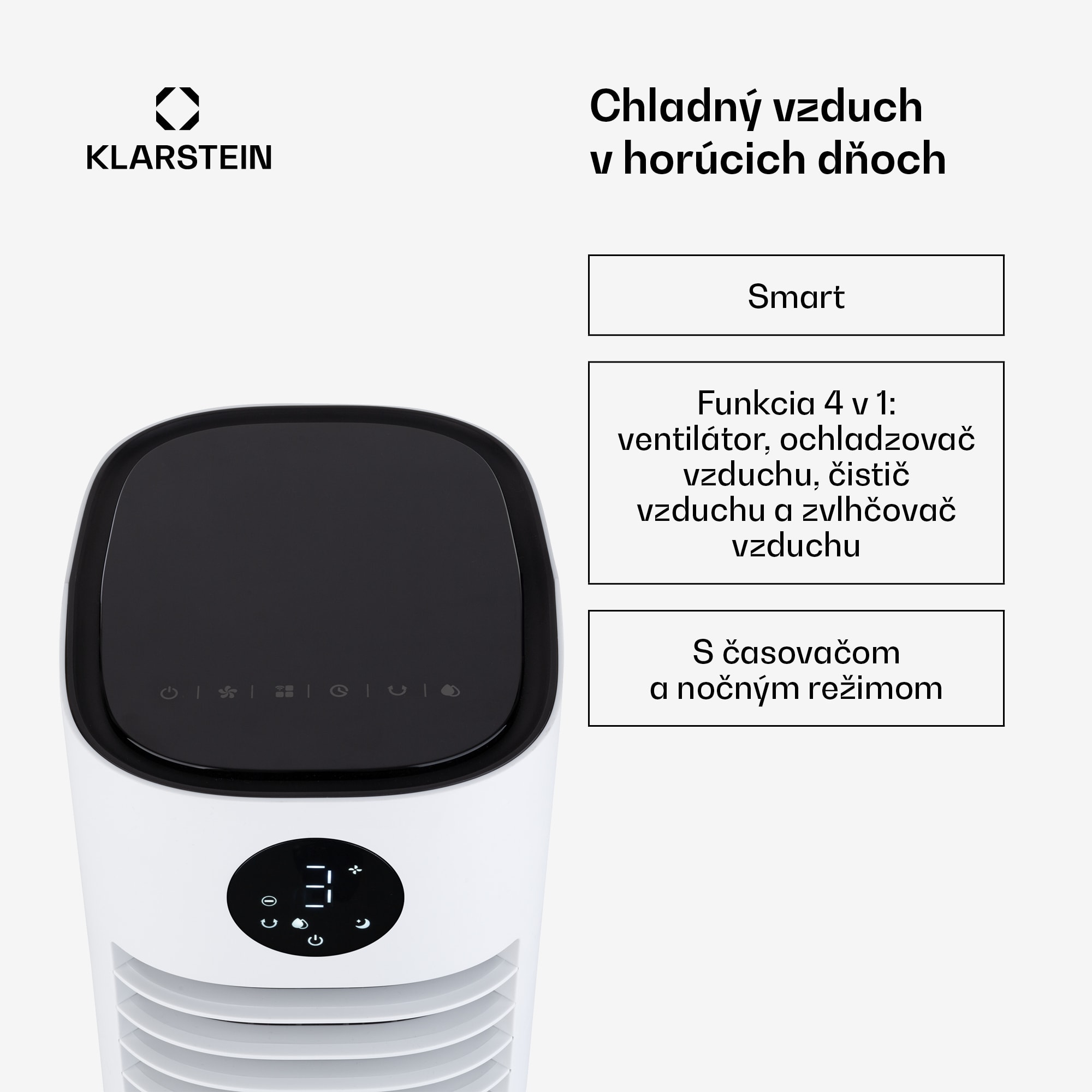 Klarstein Skytower Grand Smart, ochladzovač vzduchu, 80 W, 460 m³/h, 8 l, mobilný