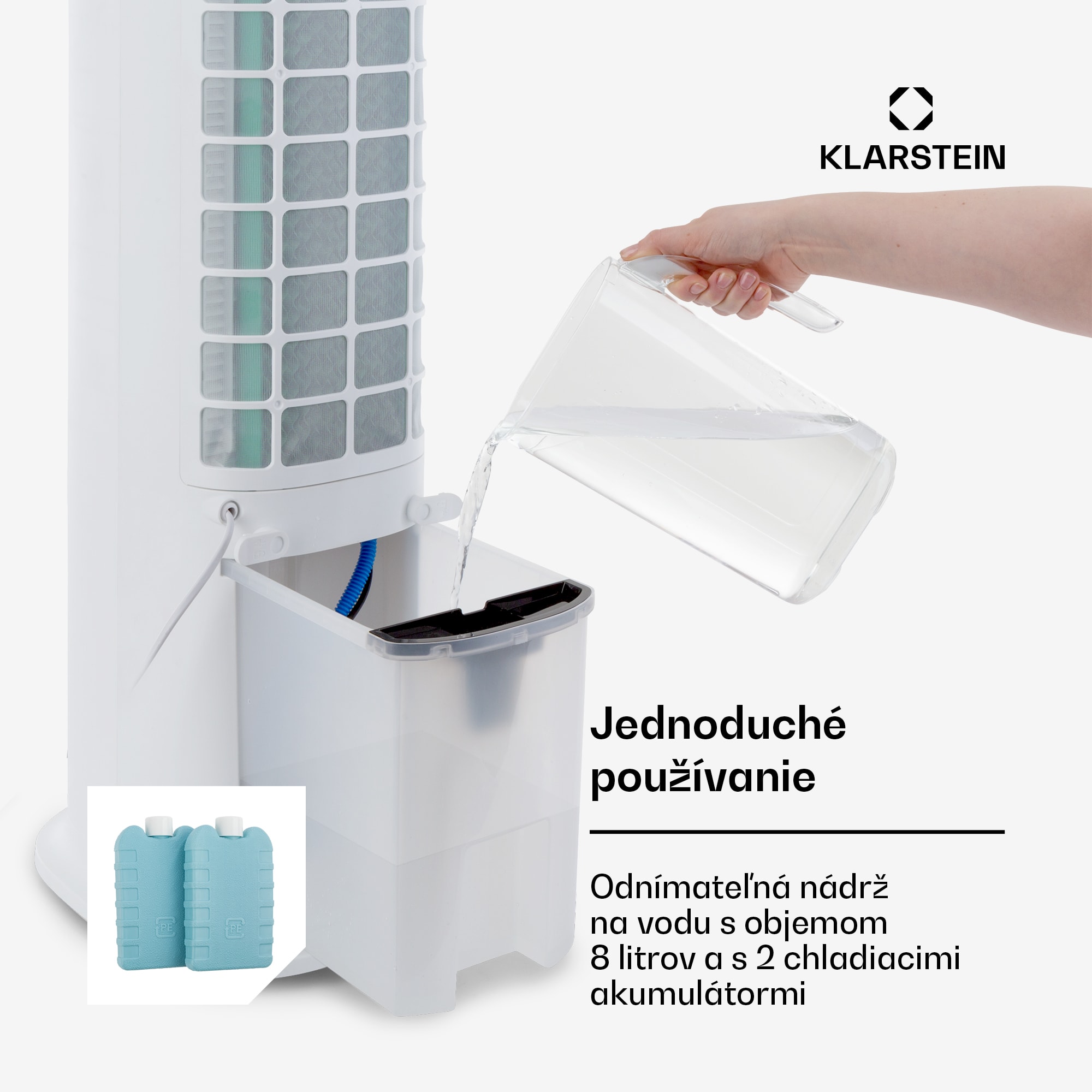 Klarstein Skytower Grand Smart, ochladzovač vzduchu, 80 W, 460 m³/h, 8 l, mobilný – Obrázok 2