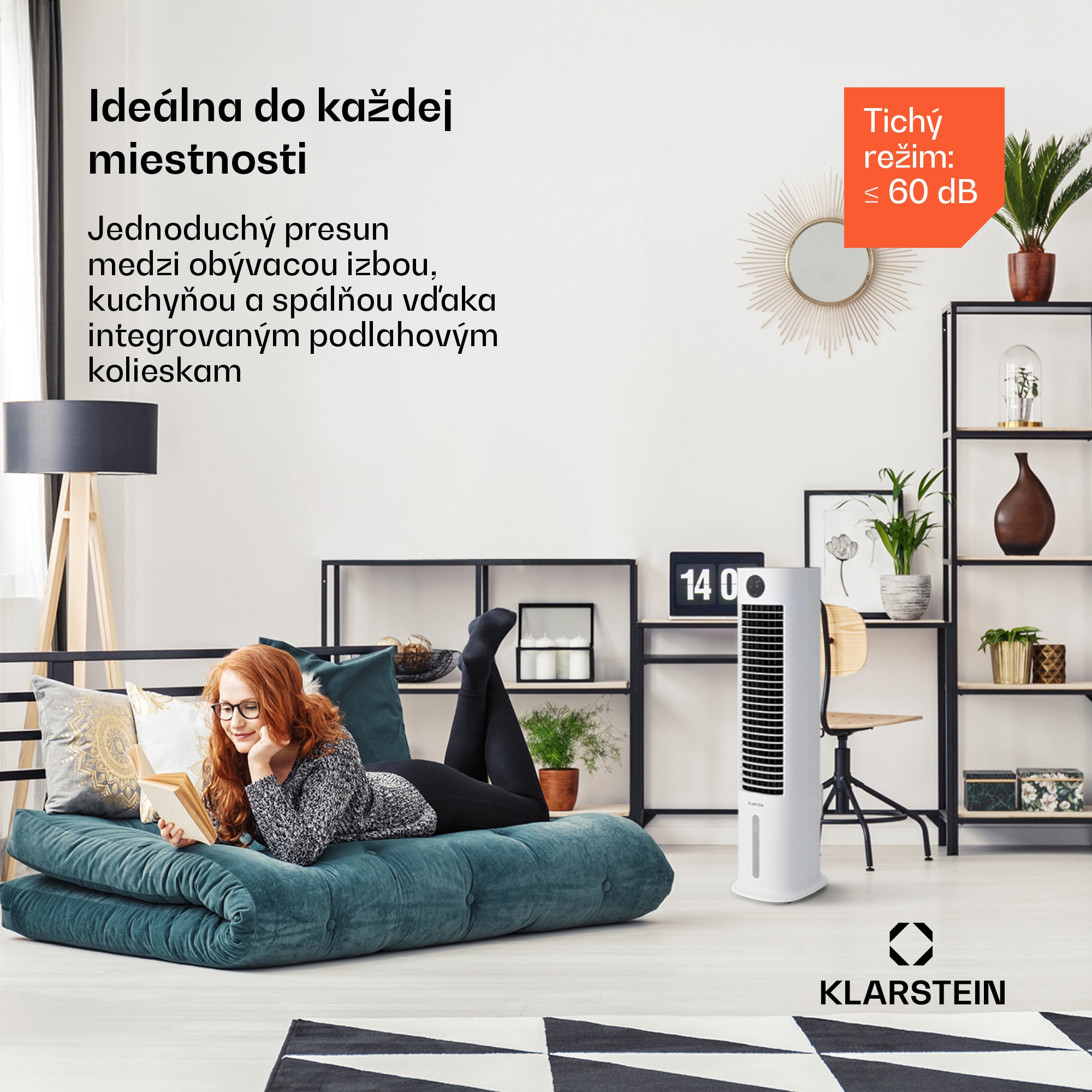 Klarstein Skytower Grand Smart, ochladzovač vzduchu, 80 W, 460 m³/h, 8 l, mobilný – Obrázok 3