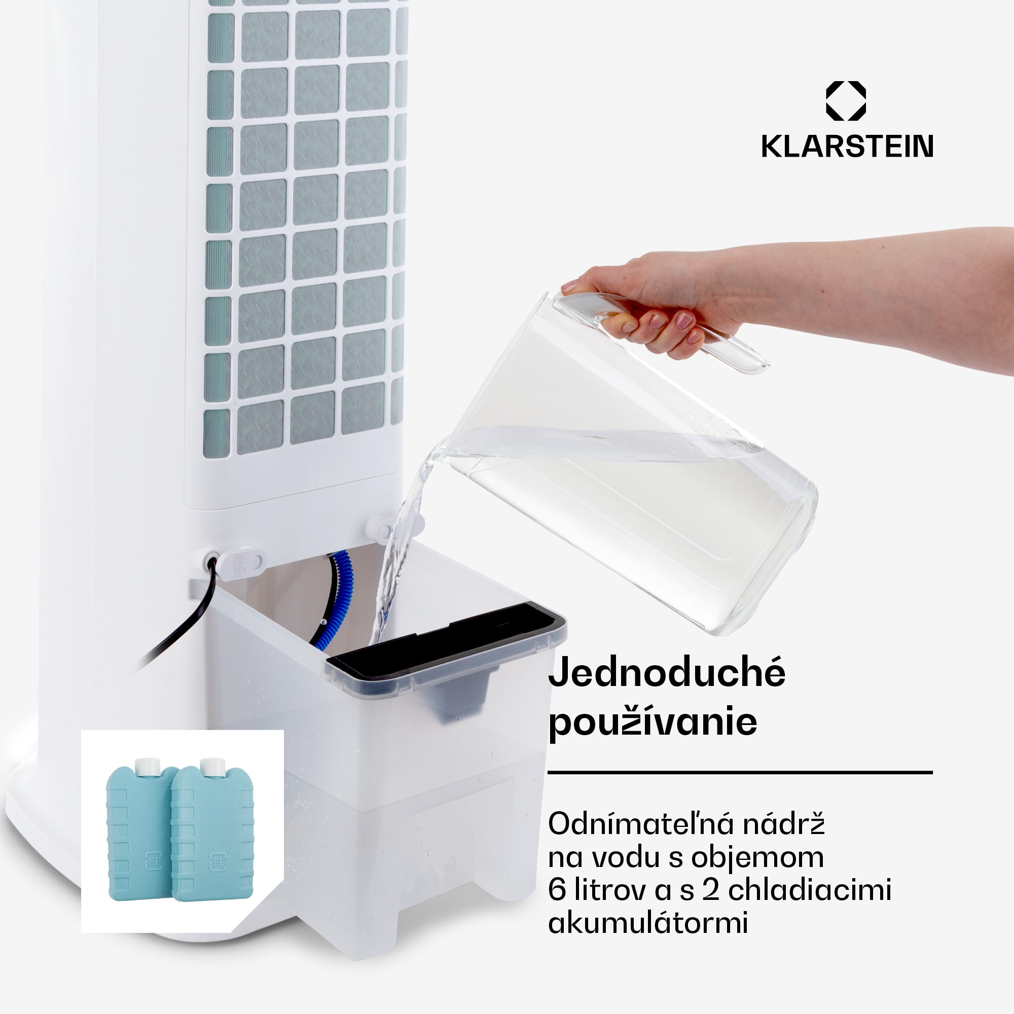 Klarstein Skytower 360° Smart, ochladzovač vzduchu, 60 W, 280 m³/h, 6 l, mobilný – Obrázok 2