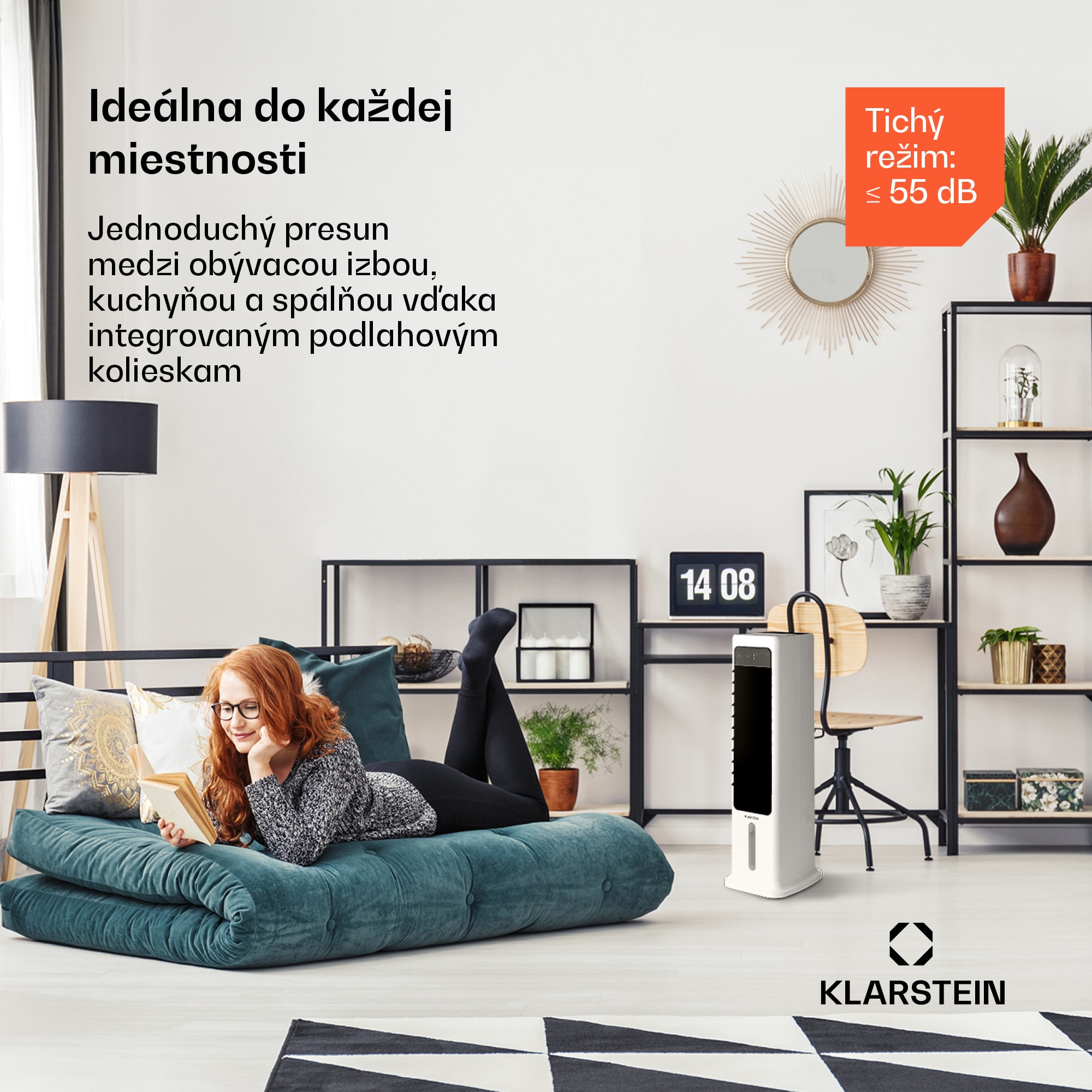 Klarstein Skytower 360° Smart, ochladzovač vzduchu, 60 W, 280 m³/h, 6 l, mobilný – Obrázok 3