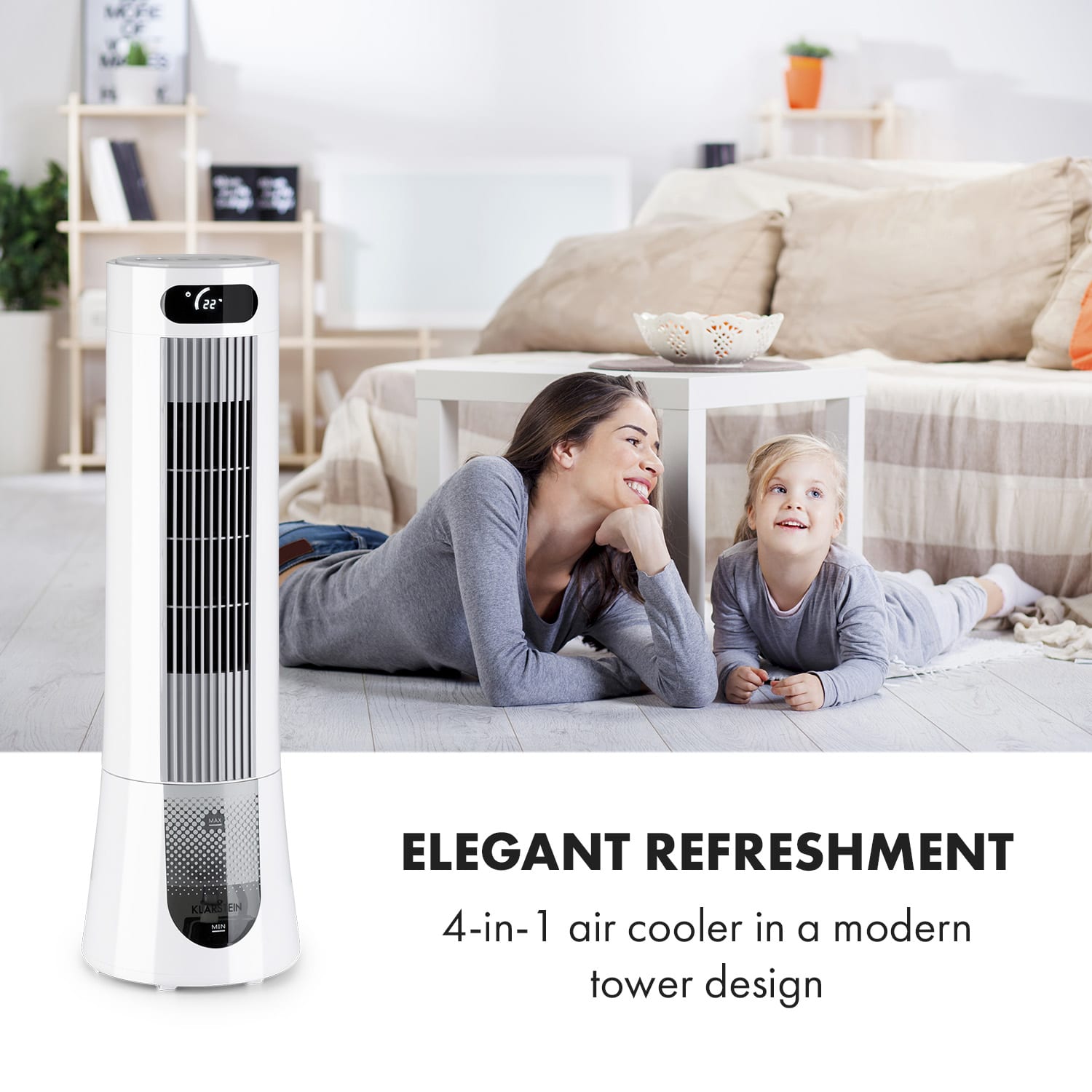 Klarstein Skyscraper Frost, ochladzovač vzduchu, 45 W, 7 l, 2 x chladiaci box, mobilný – Obrázok 2