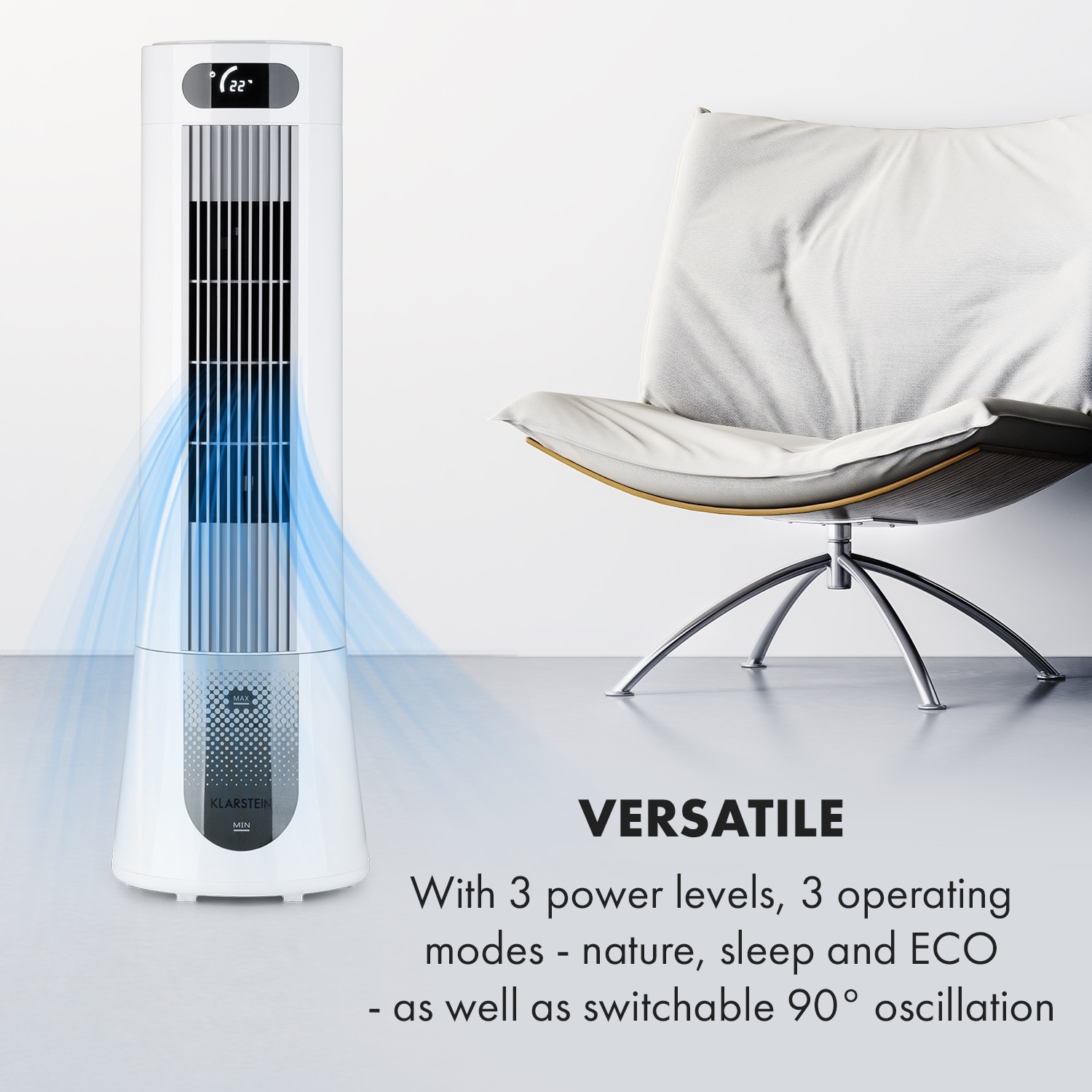 Klarstein Skyscraper Frost, ochladzovač vzduchu, 45 W, 7 l, 2 x chladiaci box, mobilný – Obrázok 3