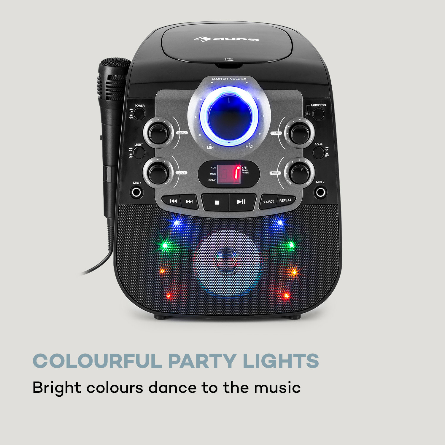 Auna StarMaker 2.0, karaoke systém, bluetooth funkcia, CD prehrávač, vrátane mikrofónu – Obrázok 2