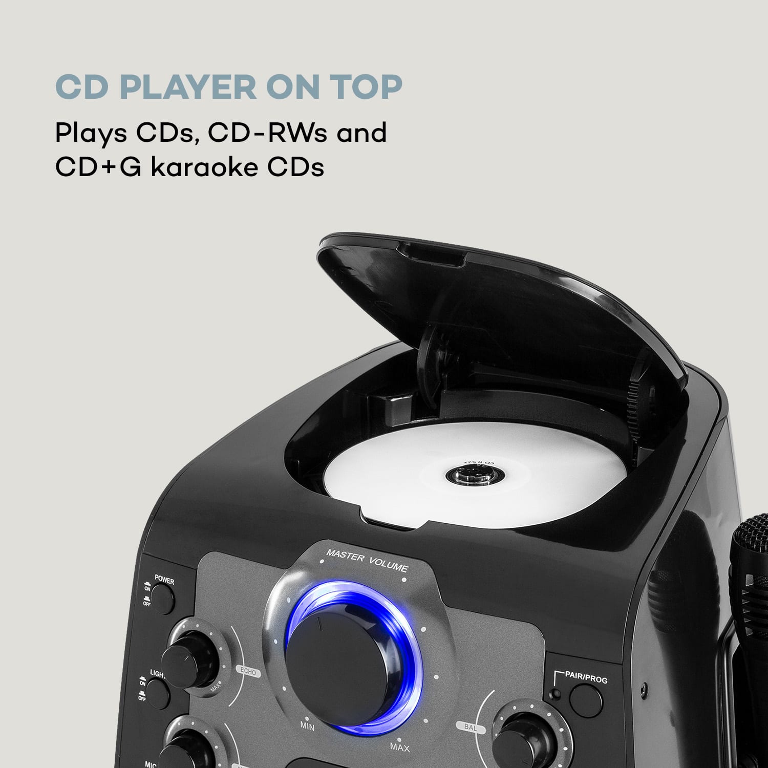 Auna StarMaker 2.0, karaoke systém, bluetooth funkcia, CD prehrávač, vrátane mikrofónu – Obrázok 4