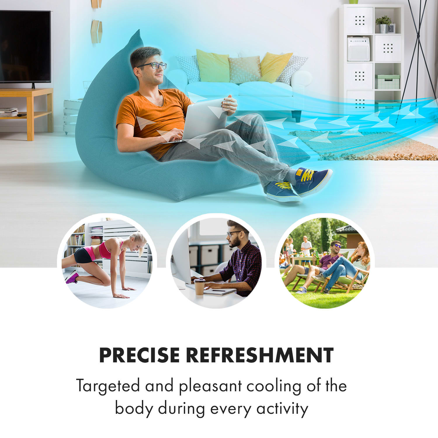 Klarstein Cooler Rush, ochladzovač vzduchu, ventilátor, 45 W, 5,5 l, diaľkový ovládač, 2 x chladiaci box