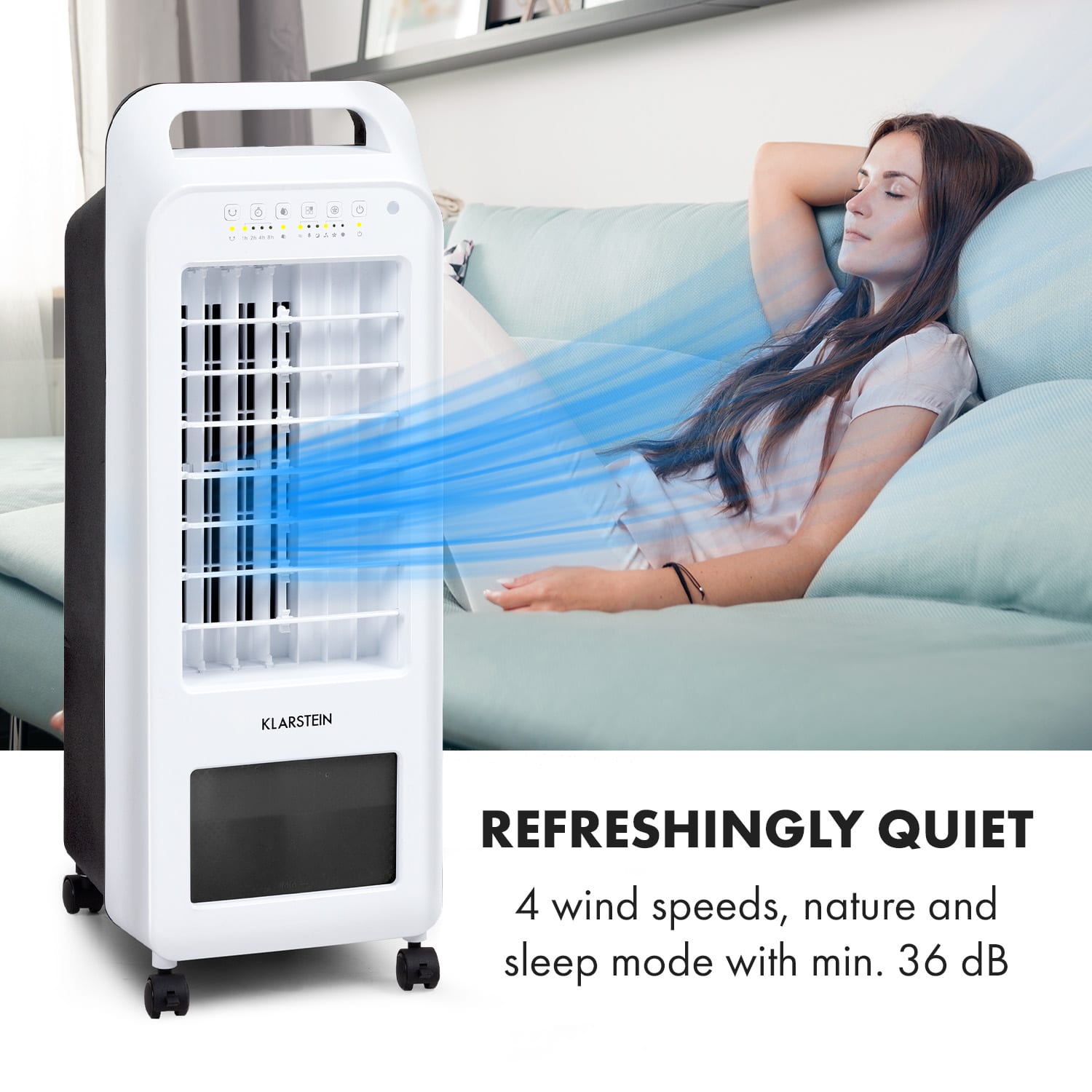 Klarstein Cooler Rush, ochladzovač vzduchu, ventilátor, 45 W, 5,5 l, diaľkový ovládač, 2 x chladiaci box – Obrázok 3
