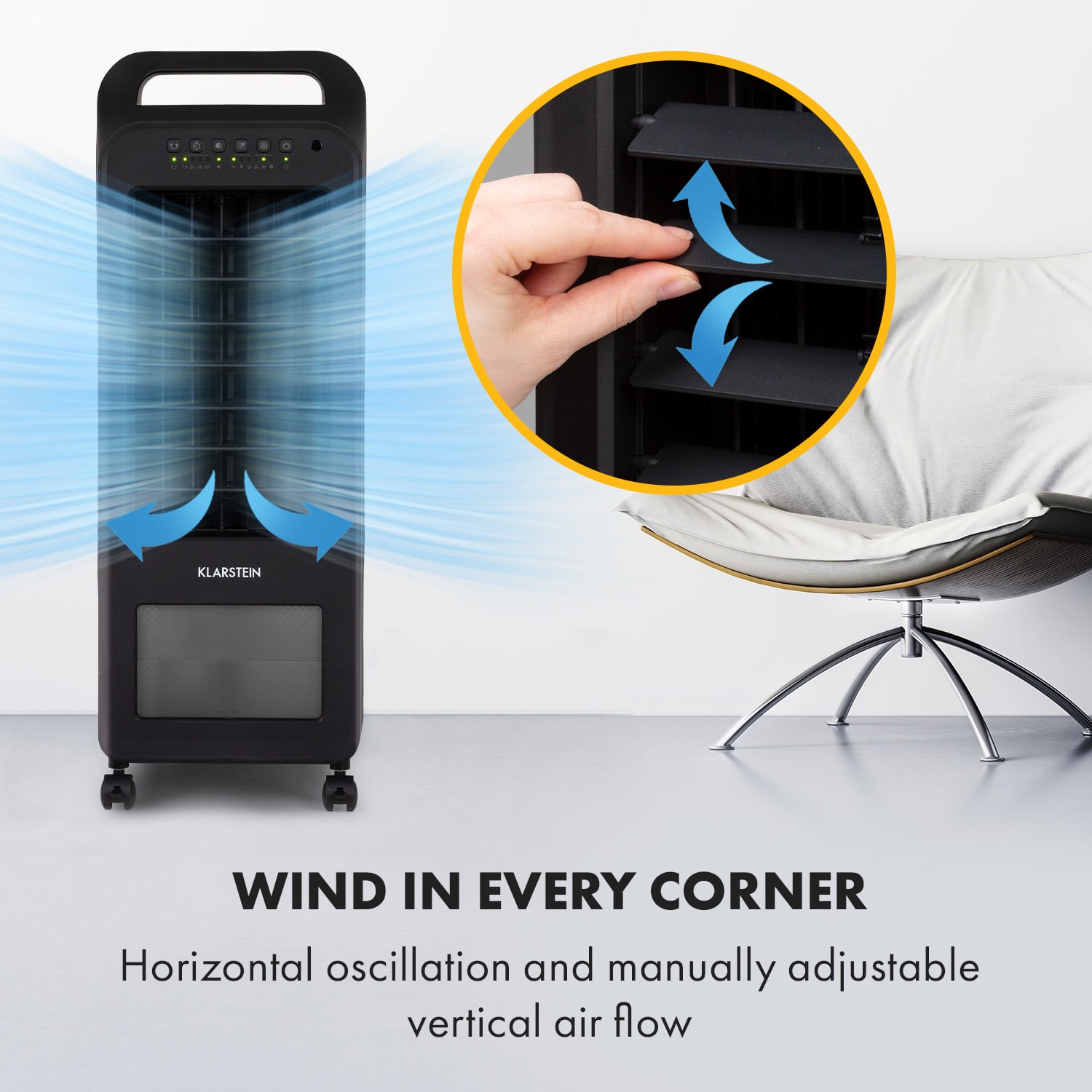Klarstein Cooler Rush, ochladzovač vzduchu, ventilátor, 45 W, 5,5 l, diaľkový ovládač, 2 x chladiaci box – Obrázok 2