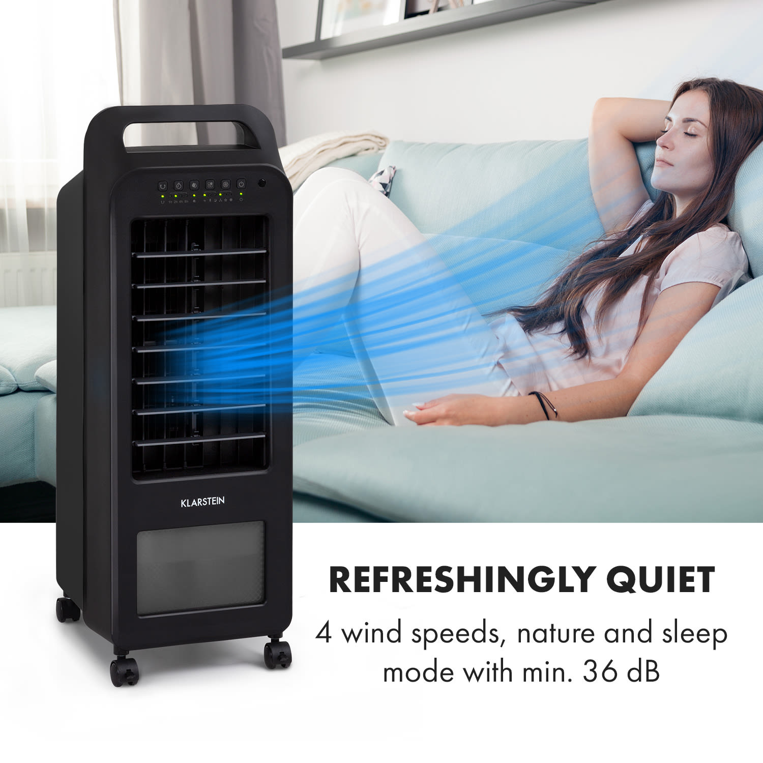 Klarstein Cooler Rush, ochladzovač vzduchu, ventilátor, 45 W, 5,5 l, diaľkový ovládač, 2 x chladiaci box – Obrázok 3