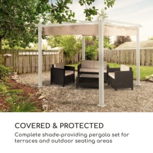 Blumfeldt Pantheon, pergola, hliníková štvorhranná rúrka, 3 × 3 m, 4 rohové stĺpiky, nepremokavá
