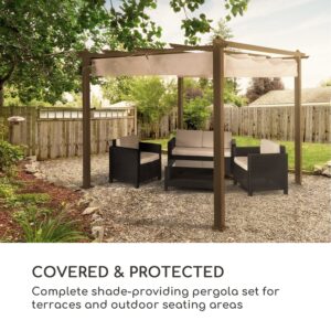 Blumfeldt Pantheon Rust, pergola, hliníkové hranaté rúrky, 3x3 m, 4 rohové stĺpy, vodeodolná