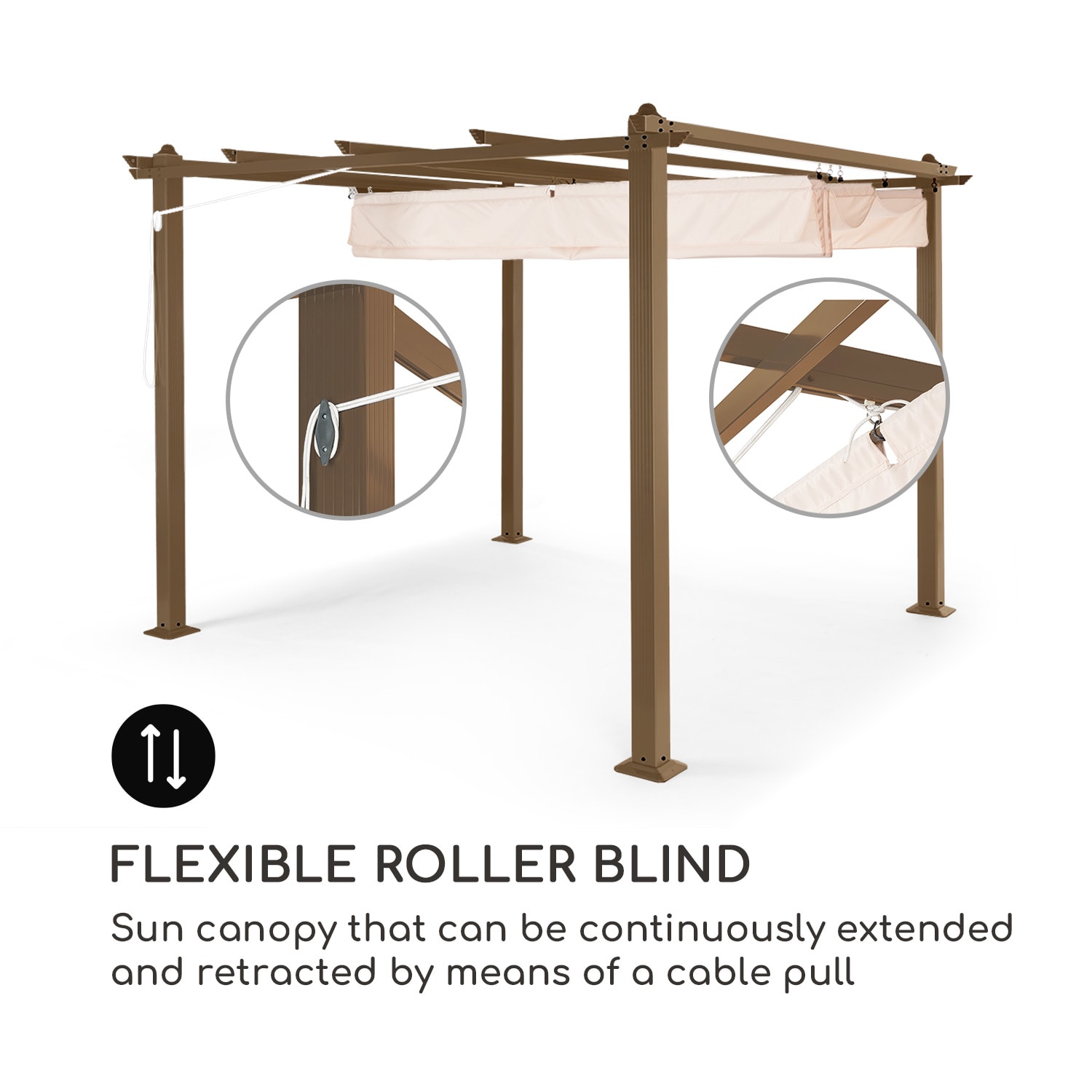 Blumfeldt Pantheon Rust, pergola, hliníkové hranaté rúrky, 3x3 m, 4 rohové stĺpy, vodeodolná – Obrázok 3