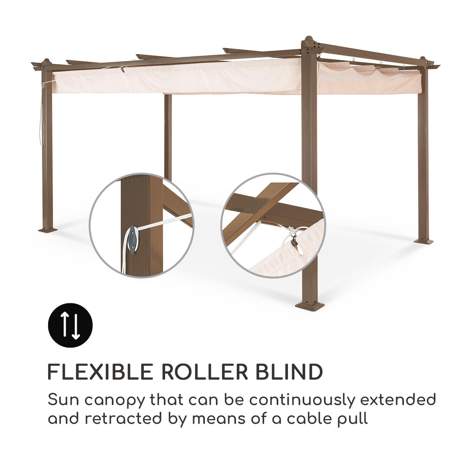 Blumfeldt Pantheon Rust, pergola, hliníkové hranaté rúrky, 3x4 m, 4 rohové stĺpy, vodeodolná – Obrázok 3