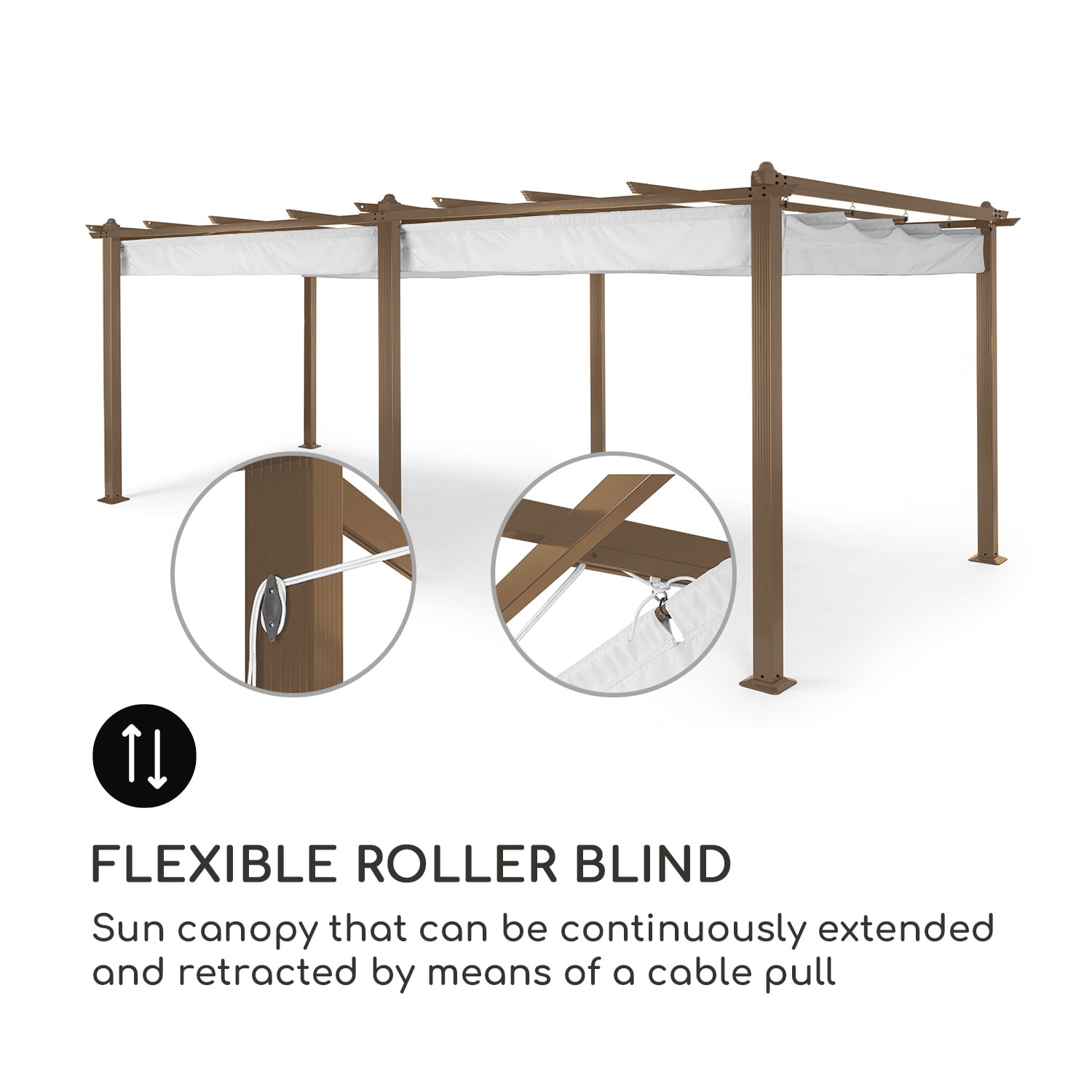 Blumfeldt Pantheon Rust, pergola, hliníková štvorhranná rúrka, 3 × 6 m, 4 rohové stĺpiky, nepremokavá – Obrázok 3