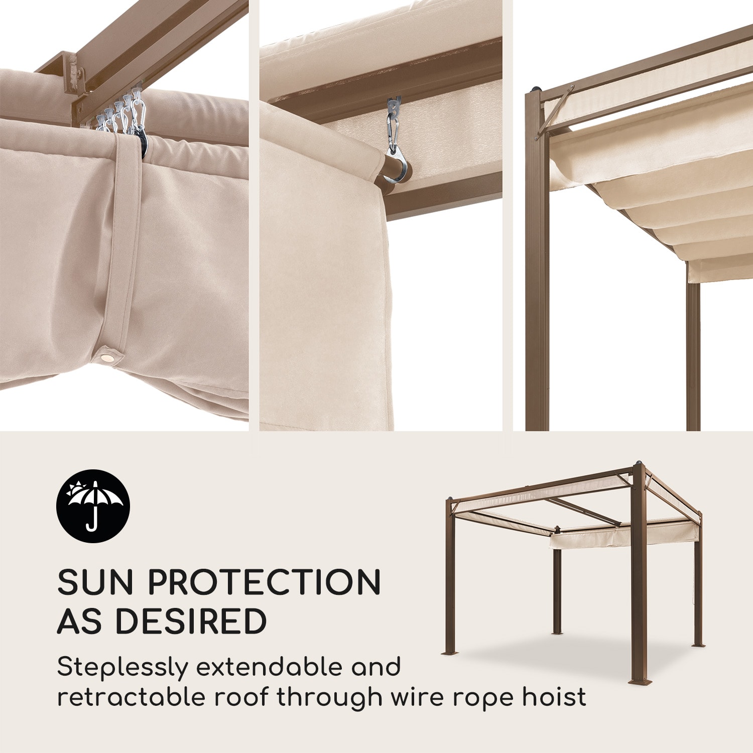 Blumfeldt Pantheon Cortina Rust, pavilón so strechou, 3 × 3 m, 4 bočné diely – Obrázok 2