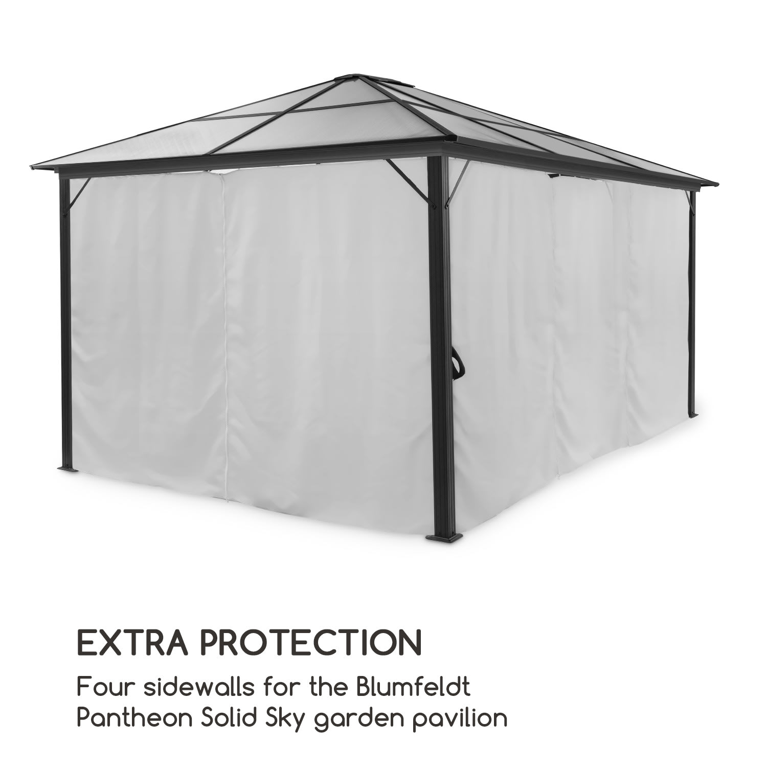 Blumfeldt Pantheon Solid Sky, bočné steny pre altánok, 4 steny, 3 x 4 m, 140 g/m² – Obrázok 2