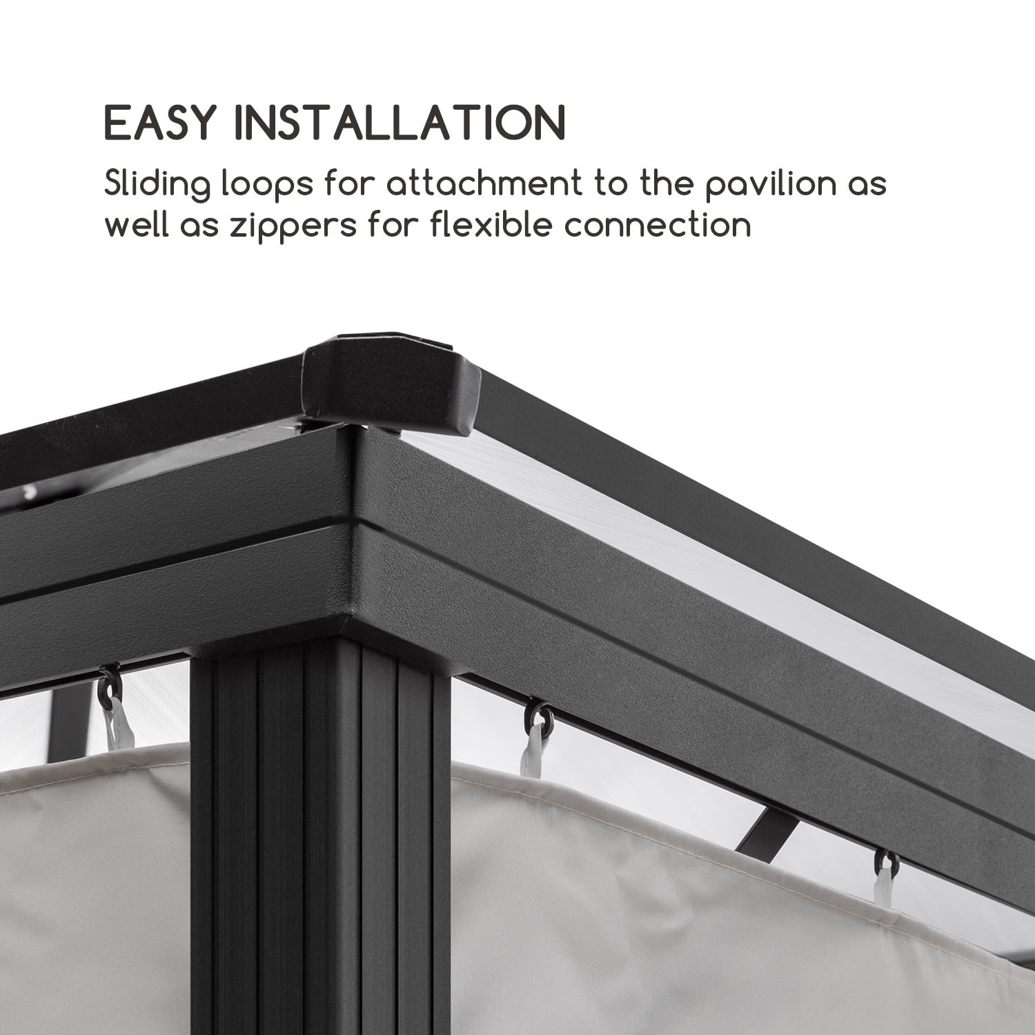 Blumfeldt Pantheon Solid Sky, bočné steny pre altánok, 4 steny, 3 x 4 m, 140 g/m² – Obrázok 3