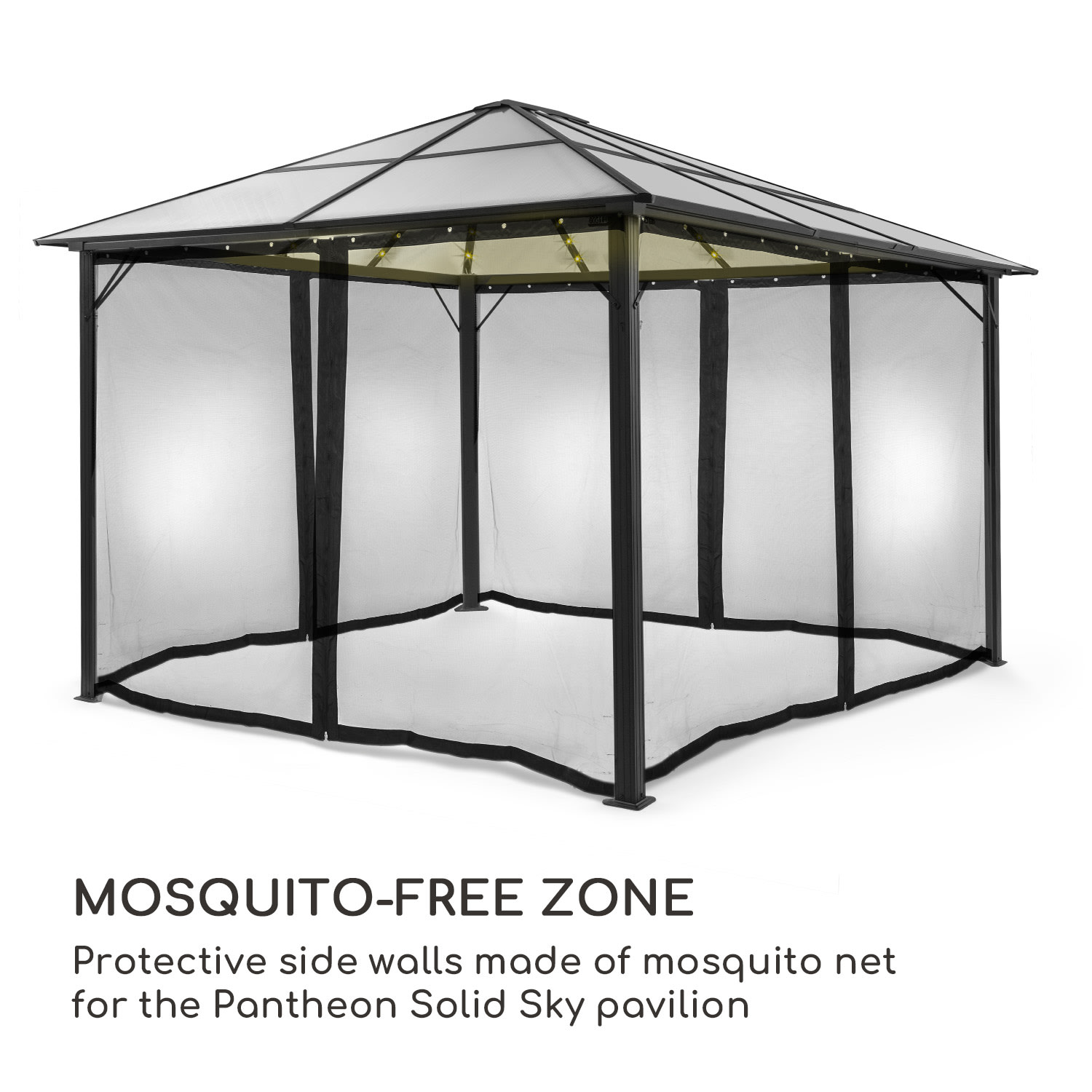 Blumfeldt Pantheon Solid Sky Ambient Solar, bočné steny, 3 x 4 m, sieťka na komáre – Obrázok 2