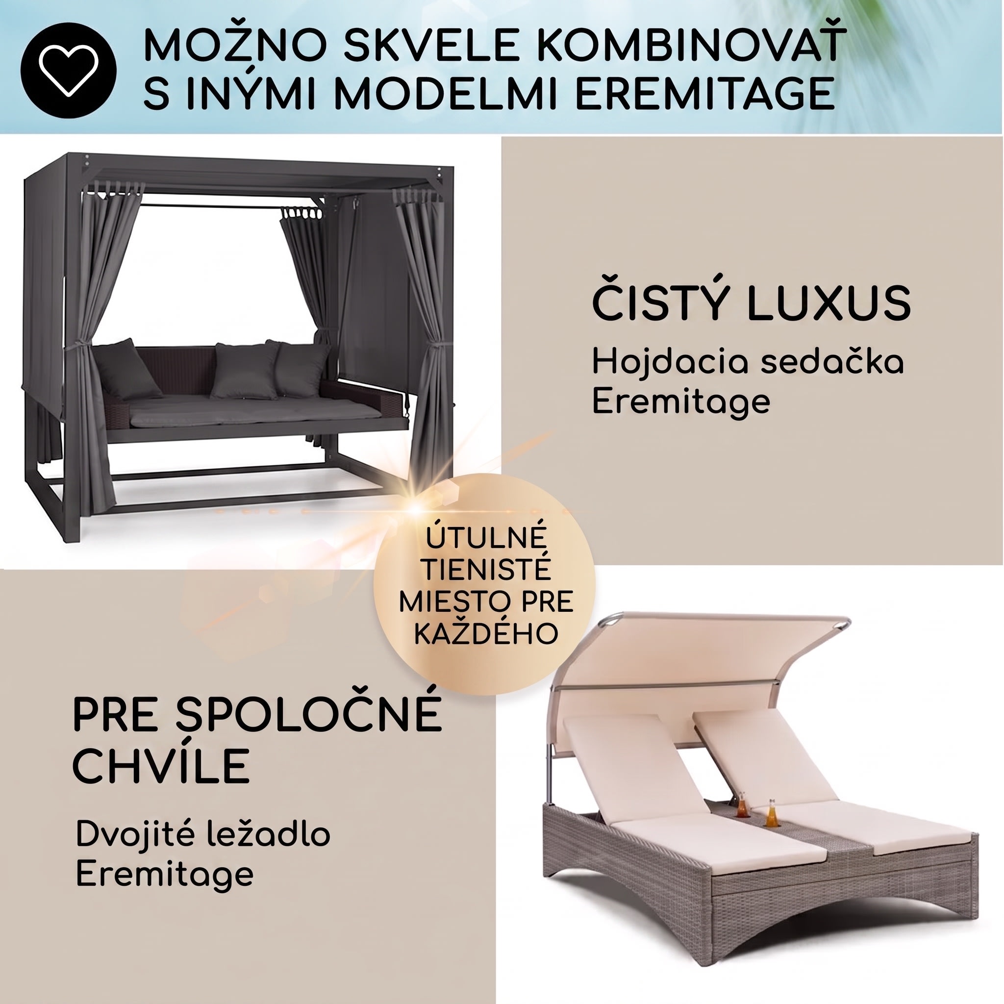 Blumfeldt Eremitage Double Lux, lehátko, 4 polohy, pre 2 osoby, 6 cm čalúnenie – Obrázok 4