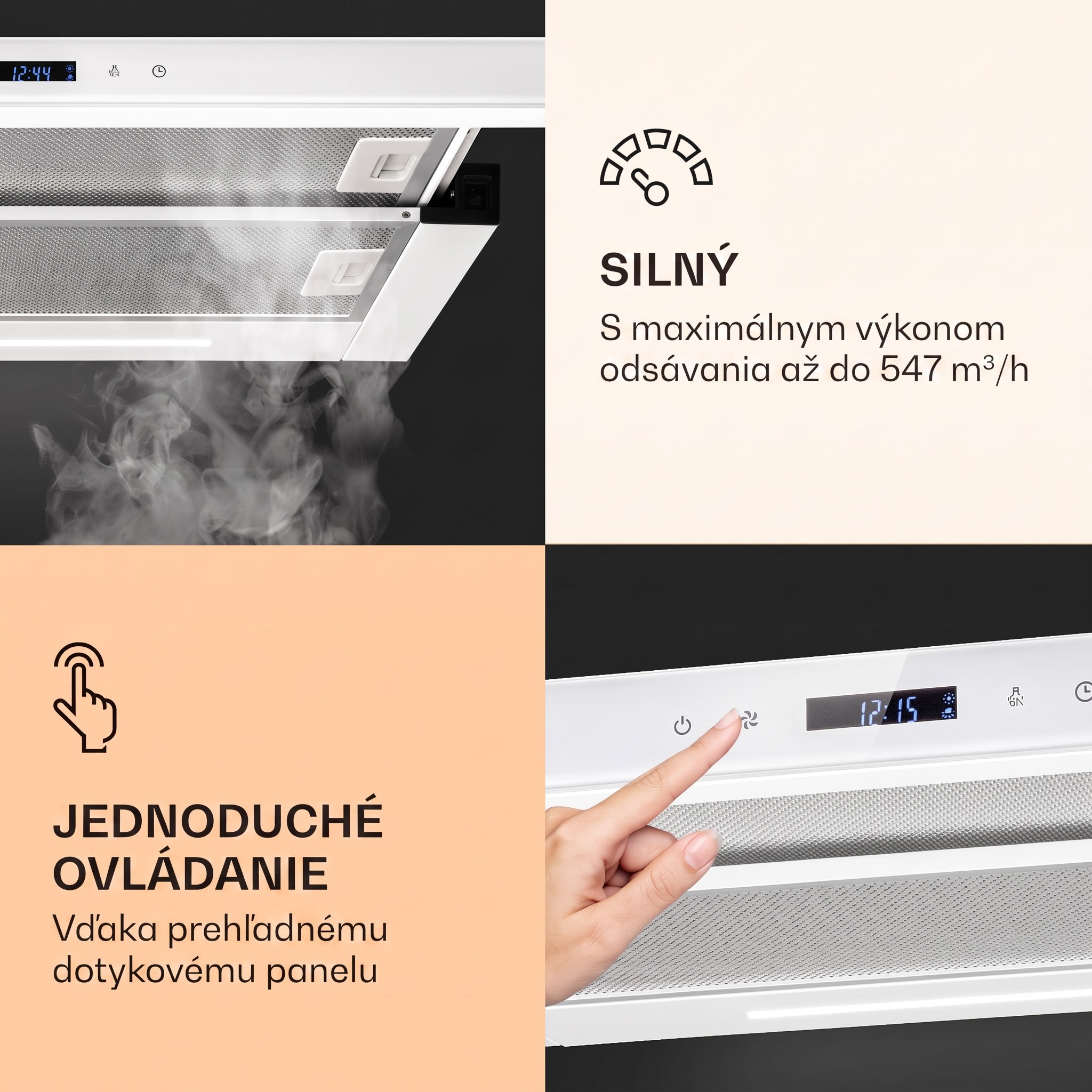 Klarstein Mariana Neo 60, plochý digestor, 60 cm, 640 m³/h, odsávanie vzduchu, LED – Obrázok 3