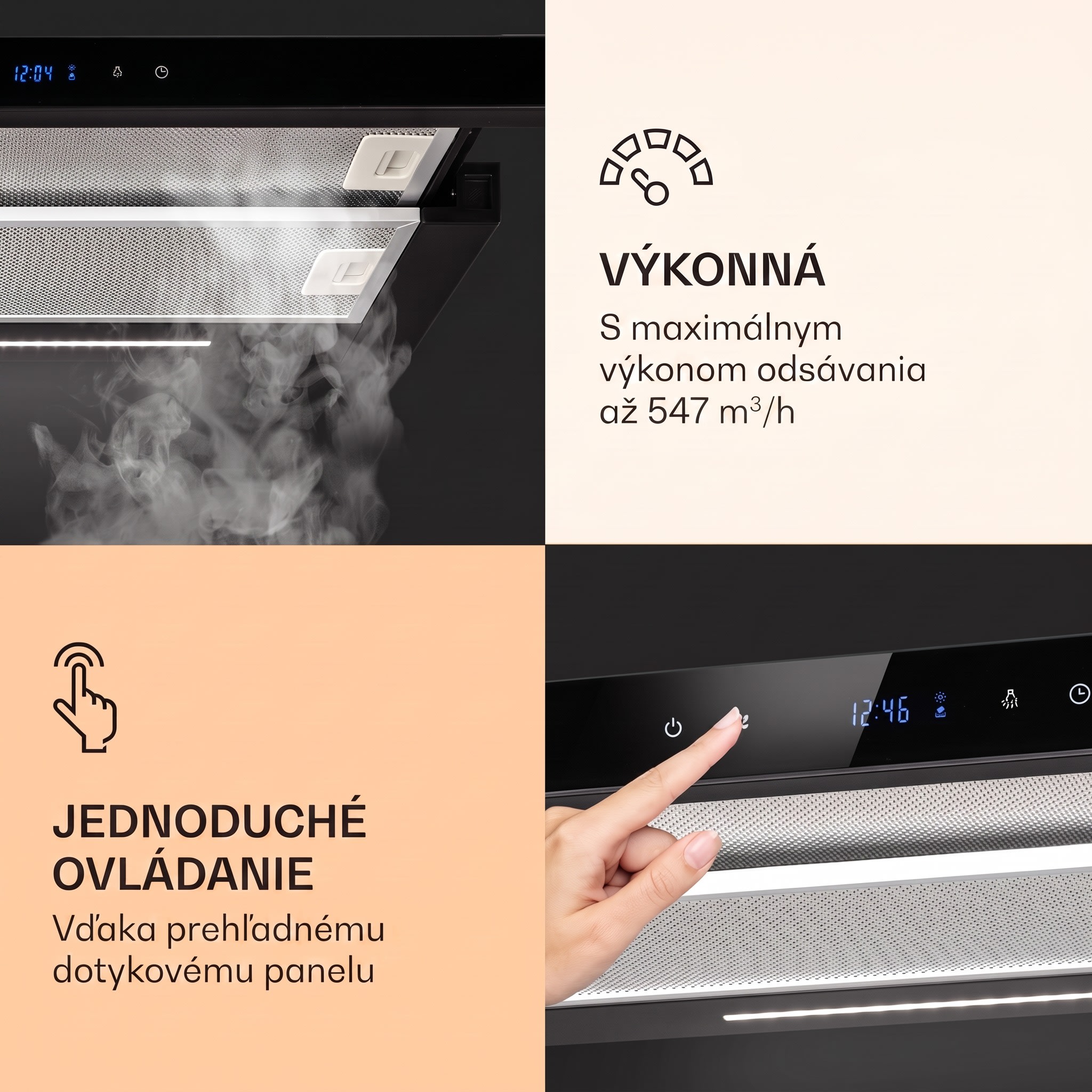 Klarstein Mariana Neo 60, plochý digestor, 60 cm, 640 m³/h, odsávanie vzduchu, LED – Obrázok 3