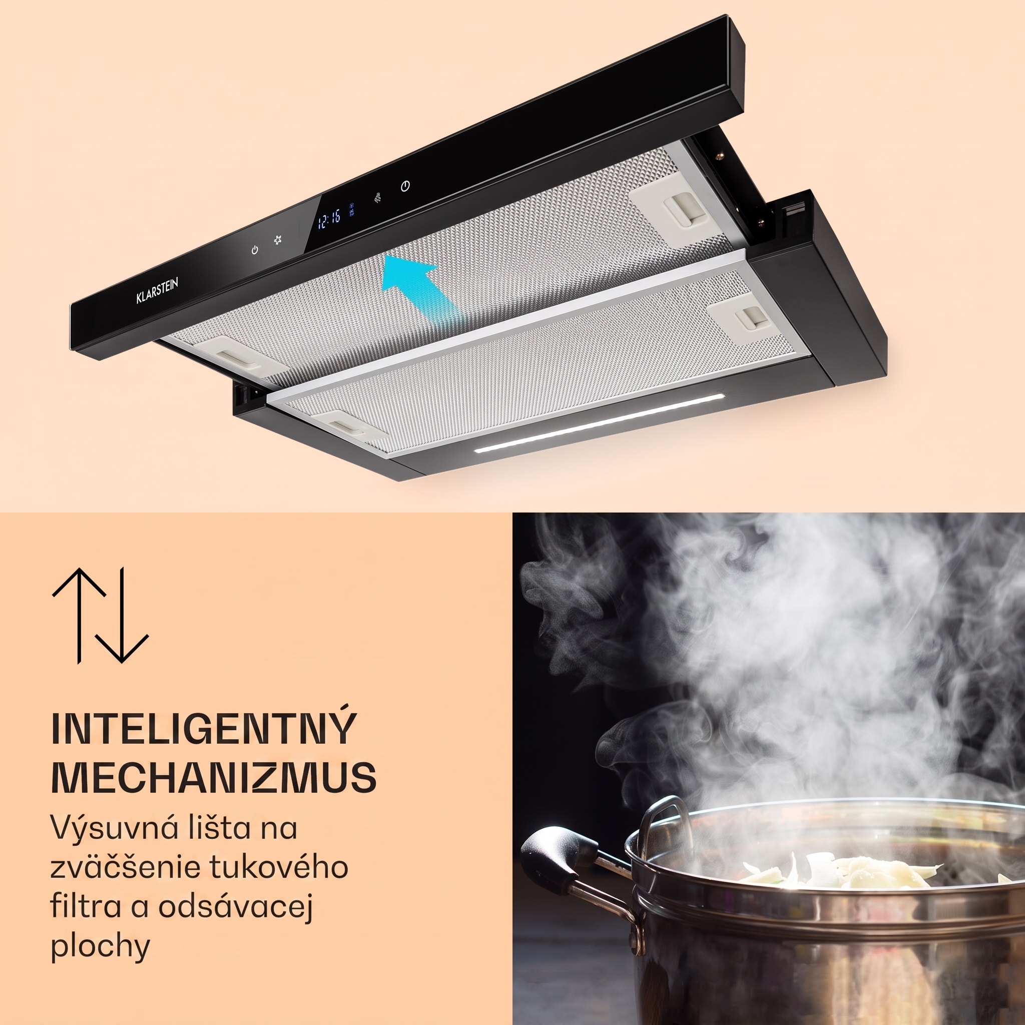 Klarstein Mariana Neo 60, plochý digestor, 60 cm, 640 m³/h, odsávanie vzduchu, LED – Obrázok 4