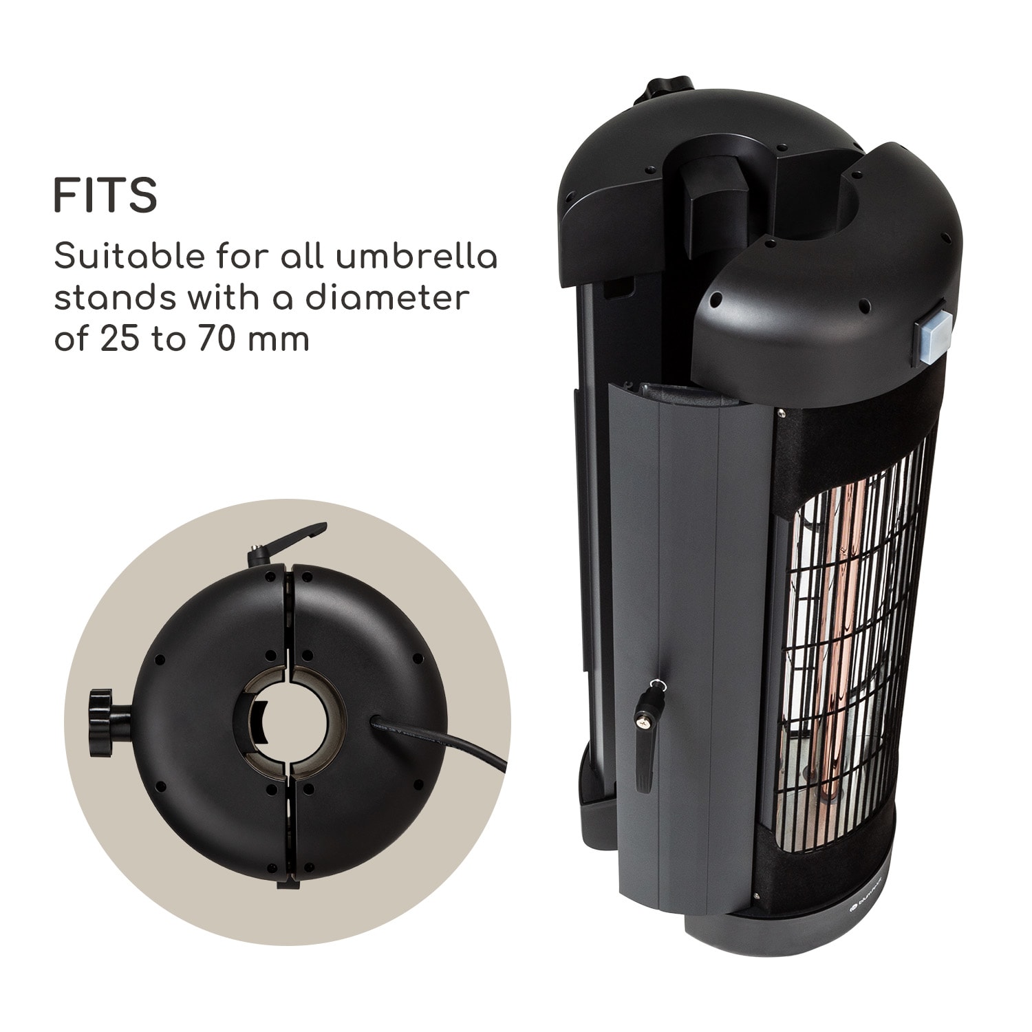 Blumfeldt Heat Guru Turbo, sálavý ohrievač, 2000 W, IP54, vonkajšie použitie, montáž na slnečníky – Obrázok 4