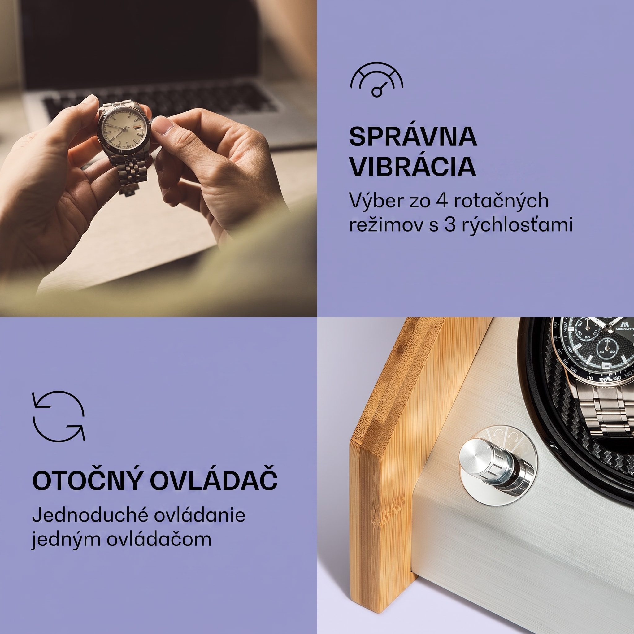 Klarstein Garonne 2, naťahovač hodiniek, 1 otočný tanier, 2 hodinky, 3 rýchlosti, 4 režimy, bambus – Obrázok 2