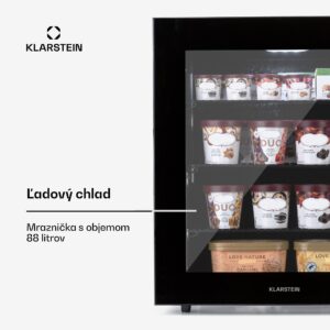 Klarstein IceAge 88, mraznička, 88 l, energet. trieda E, 2 úrovne, termostat, sklenená predná časť