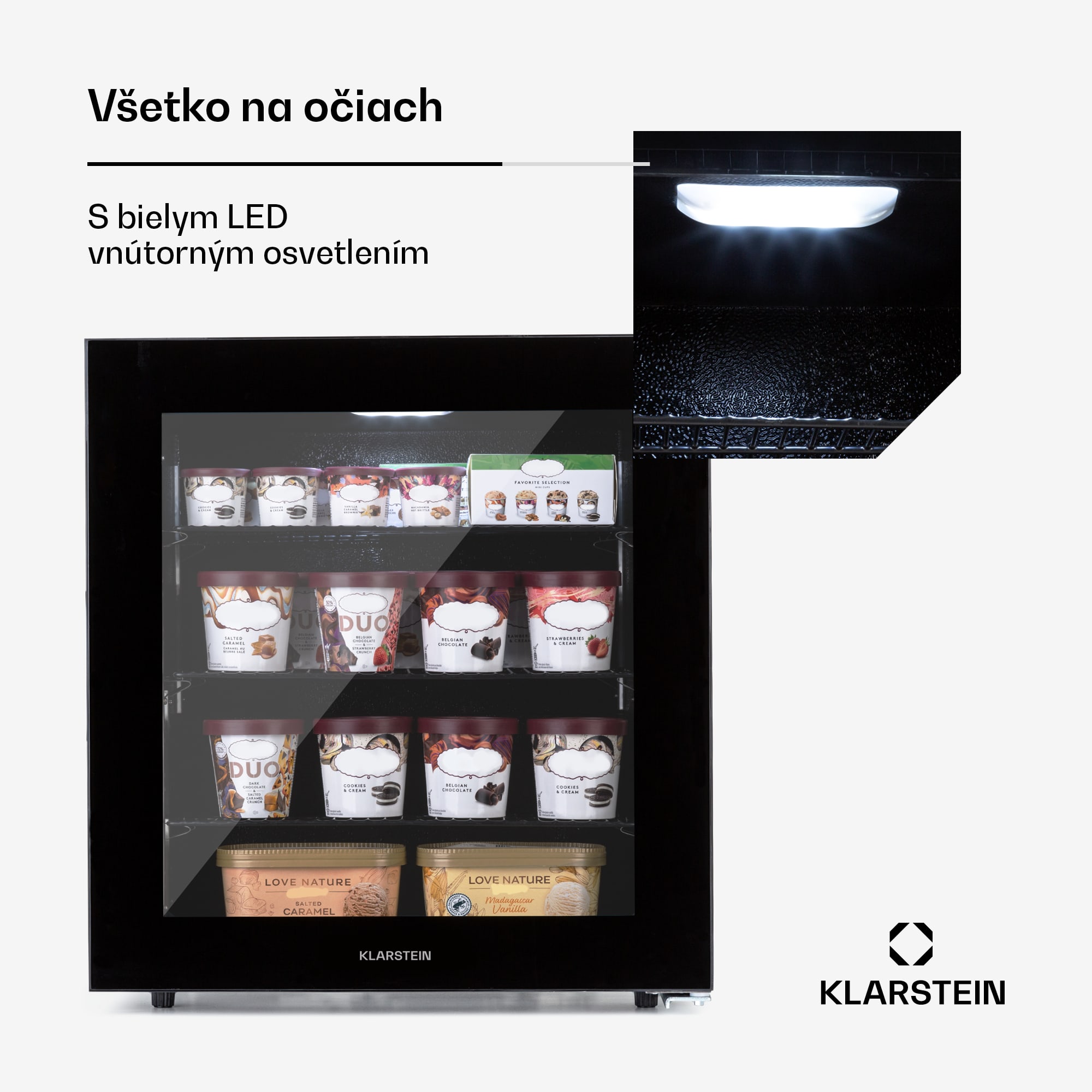 Klarstein IceAge 88, mraznička, 88 l, energet. trieda E, 2 úrovne, termostat, sklenená predná časť – Obrázok 3