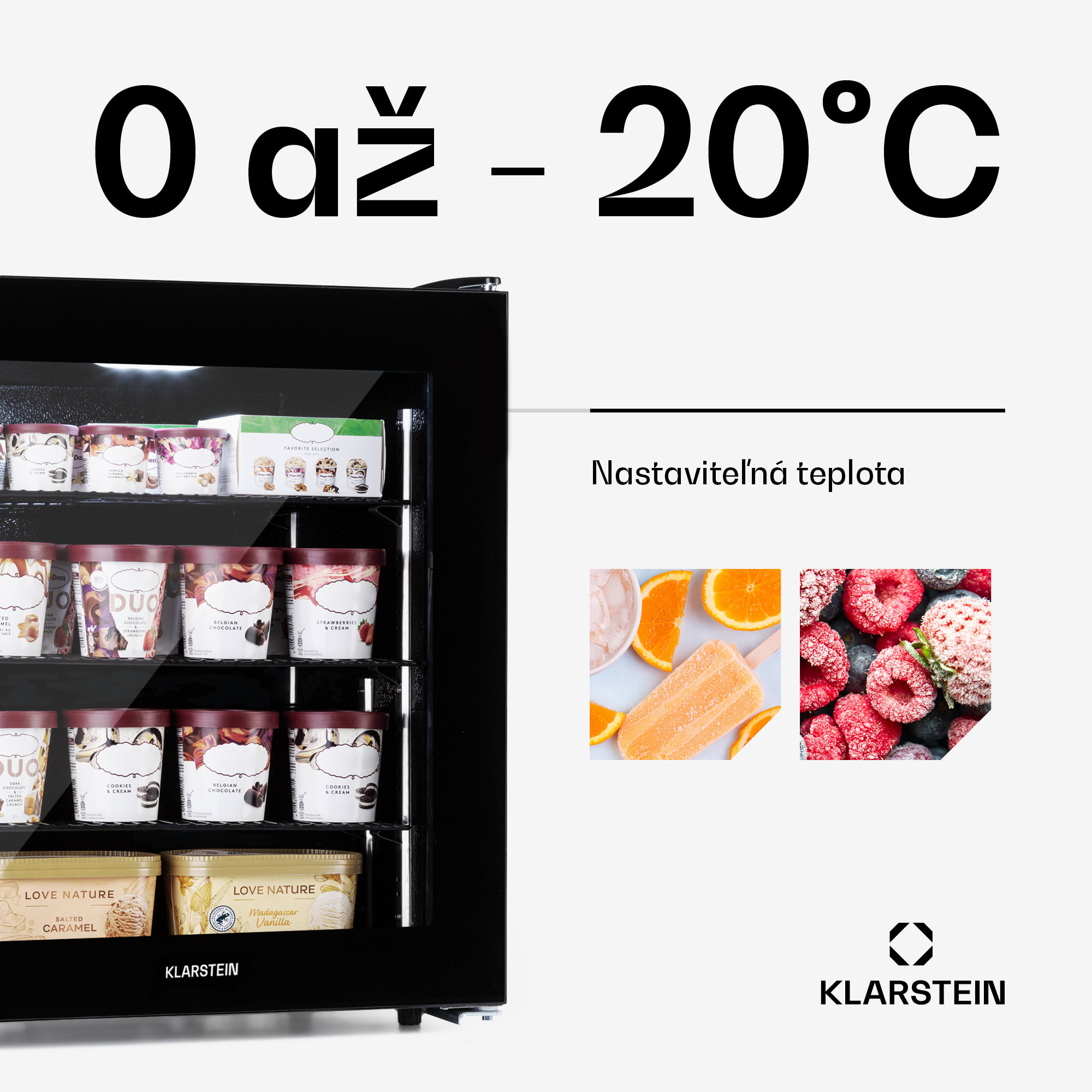 Klarstein IceAge 88, mraznička, 88 l, energet. trieda E, 2 úrovne, termostat, sklenená predná časť – Obrázok 4